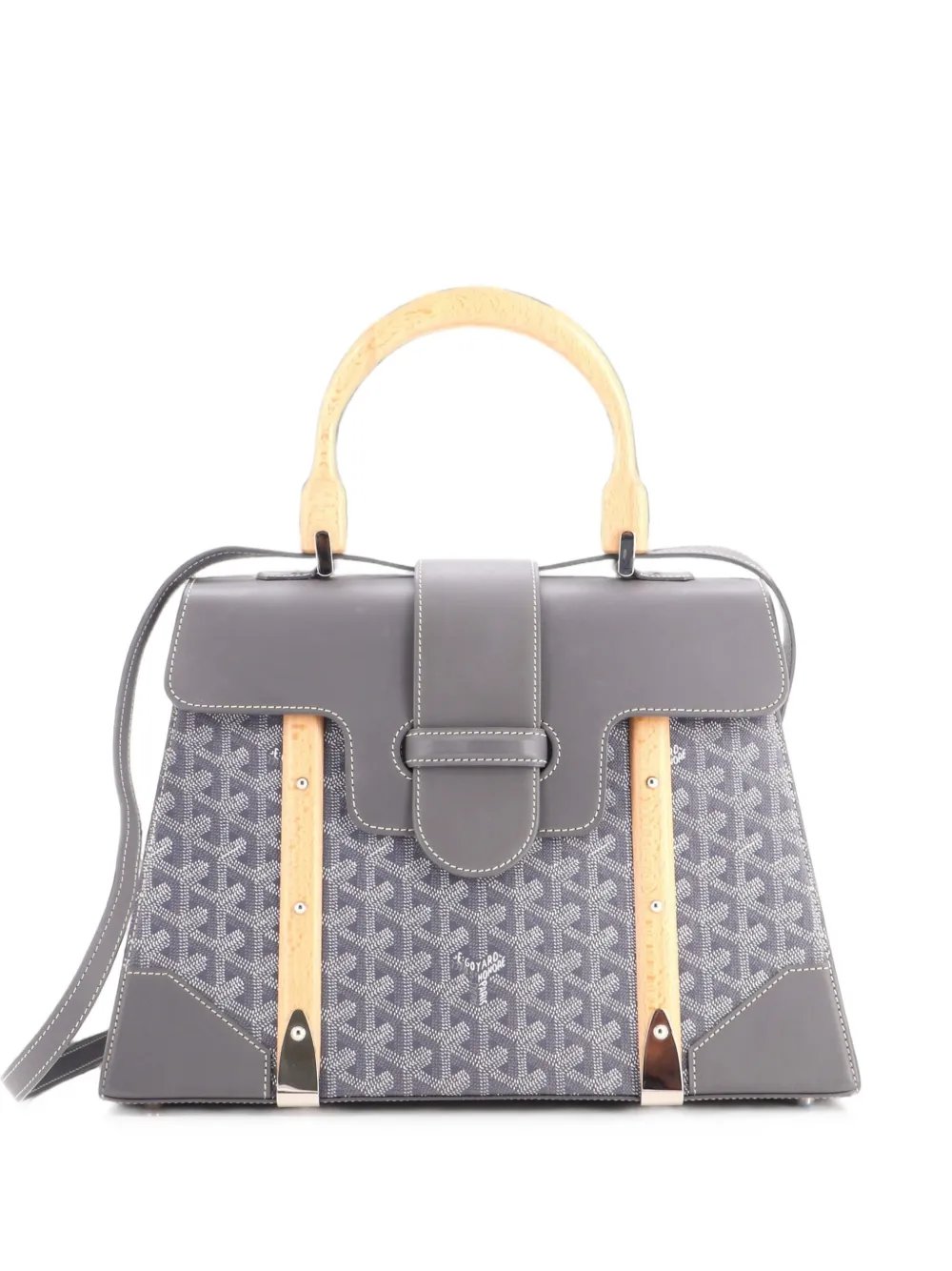 Goyard Saigon Top Handle Bag Coated Canvas with Leather MM satchel