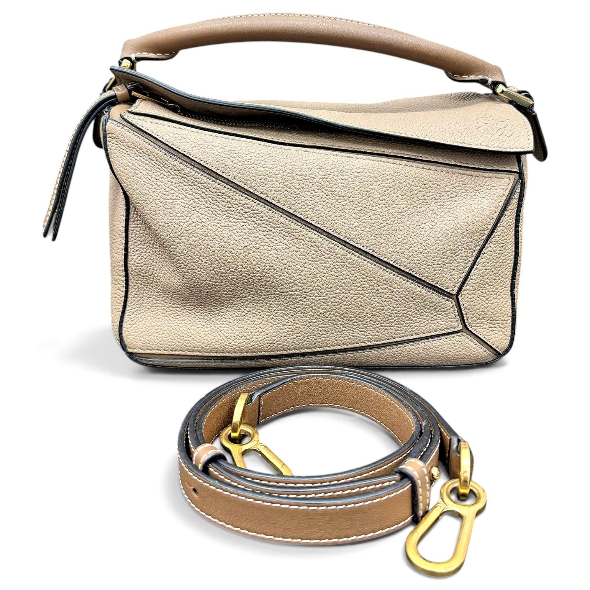Puzzle leather handbag