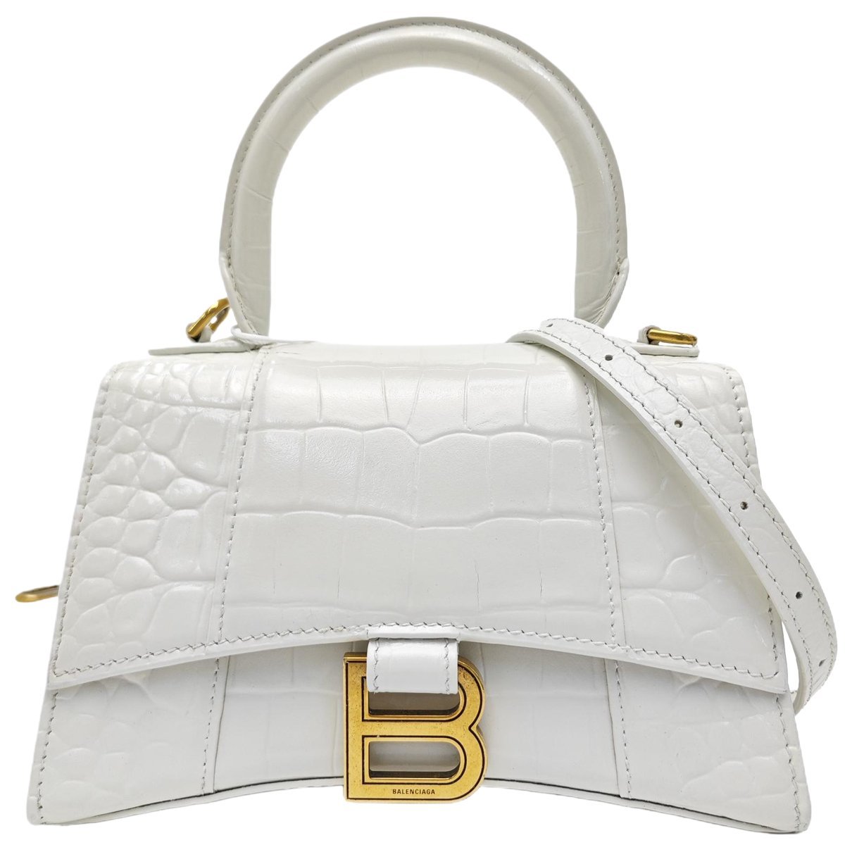 Hourglass leather handbag