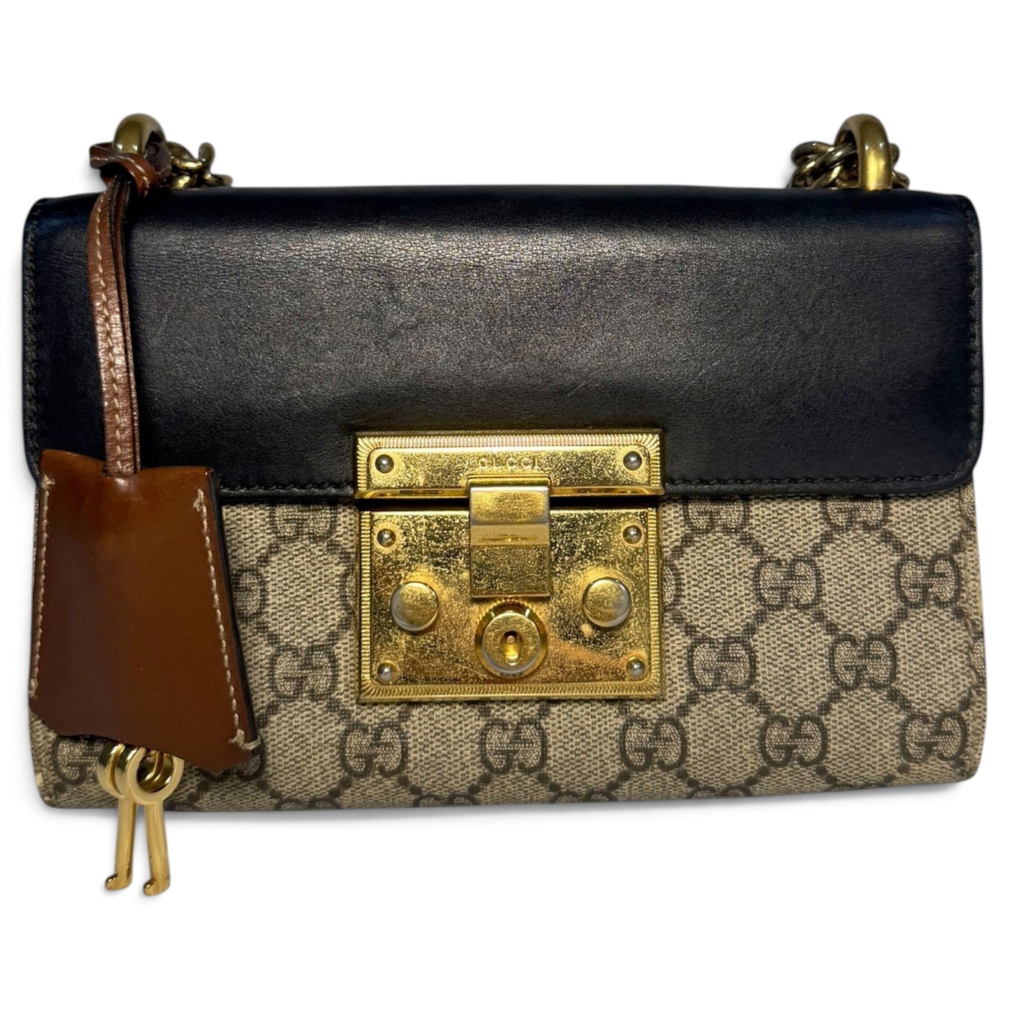 Padlock leather handbag