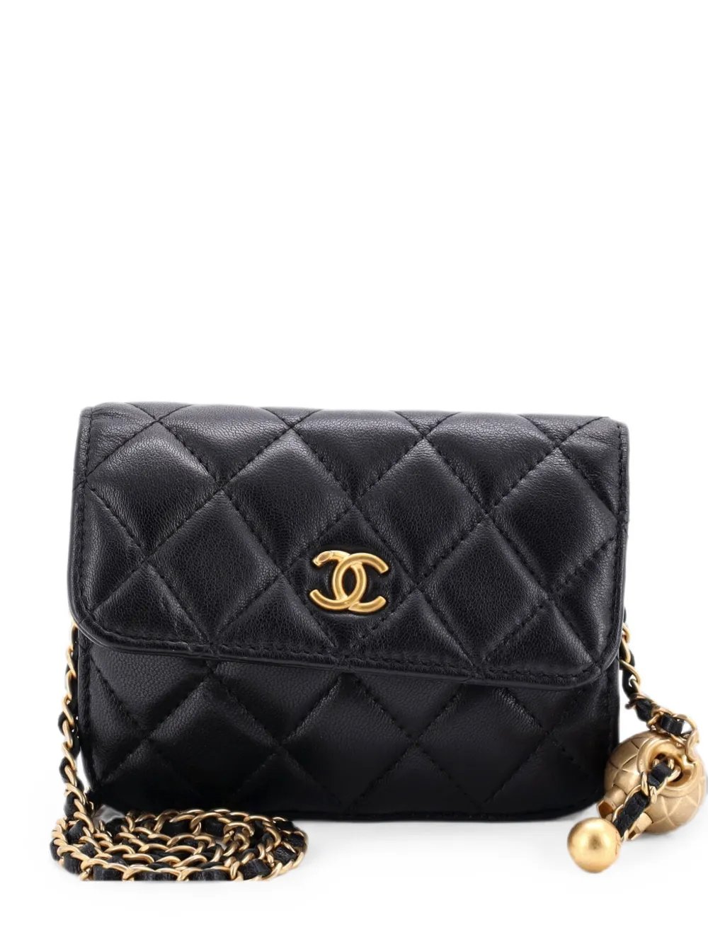 Pearl Crush Flap Clutch with Chain Quilted Lambskin Mini crossbody bag