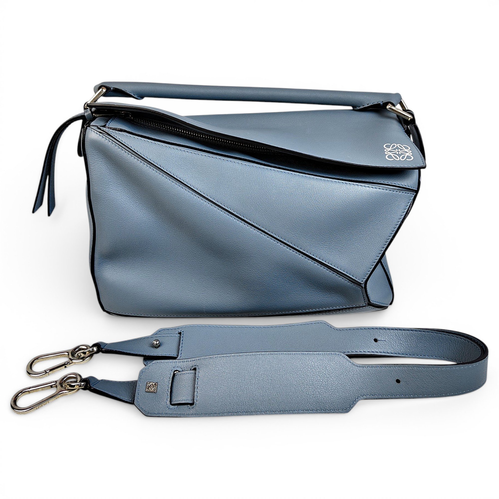 Puzzle leather handbag