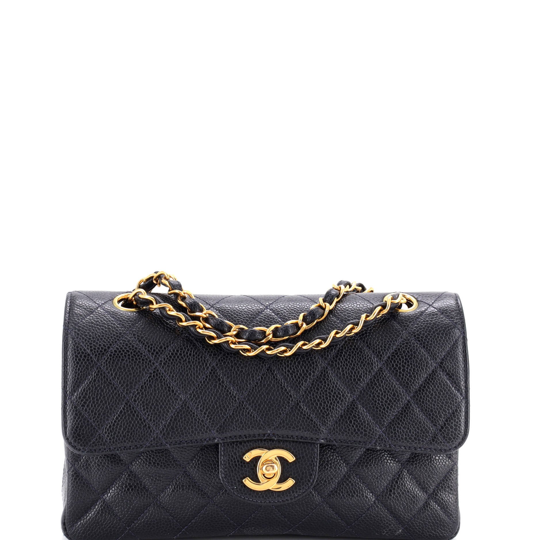 Vintage Classic Double Flap Bag Quilted Caviar Small