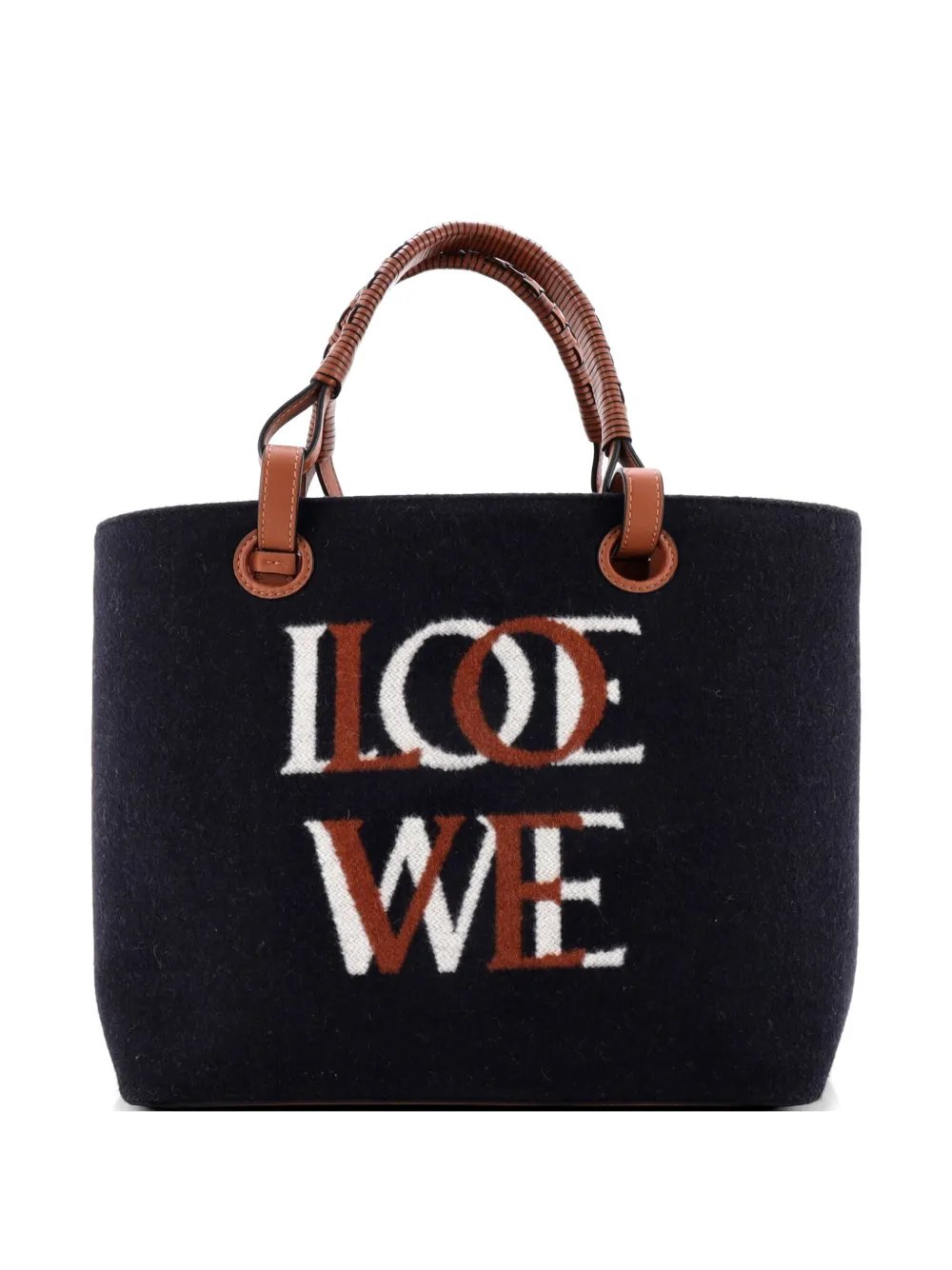 Love Anagram Wool and Leather Small tote bag