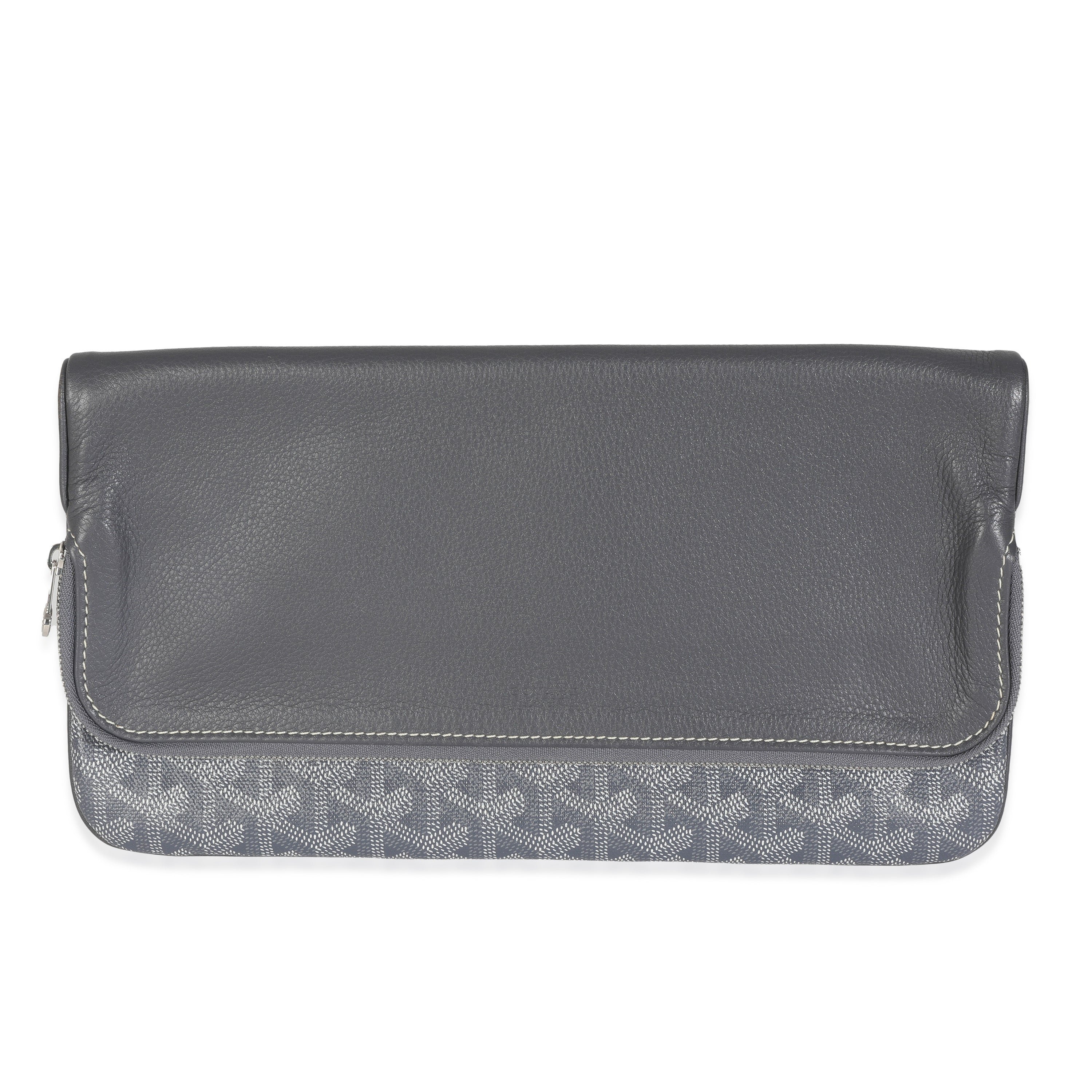 Goyard Grey Goyardine Canvas Sainte Marie Soft Clutch