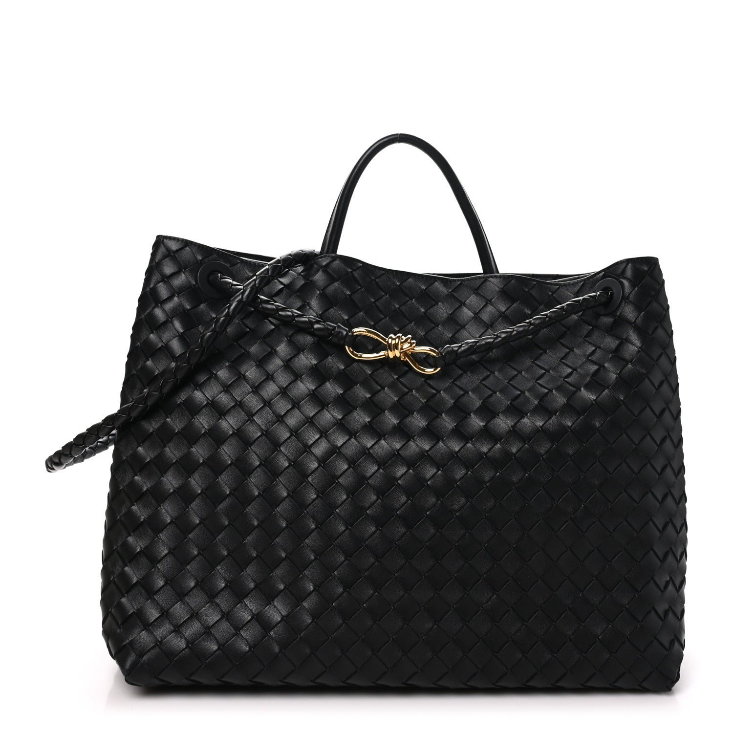 Bottega Veneta Nappa Intrecciato Large Andiamo Shoulder Bag Black