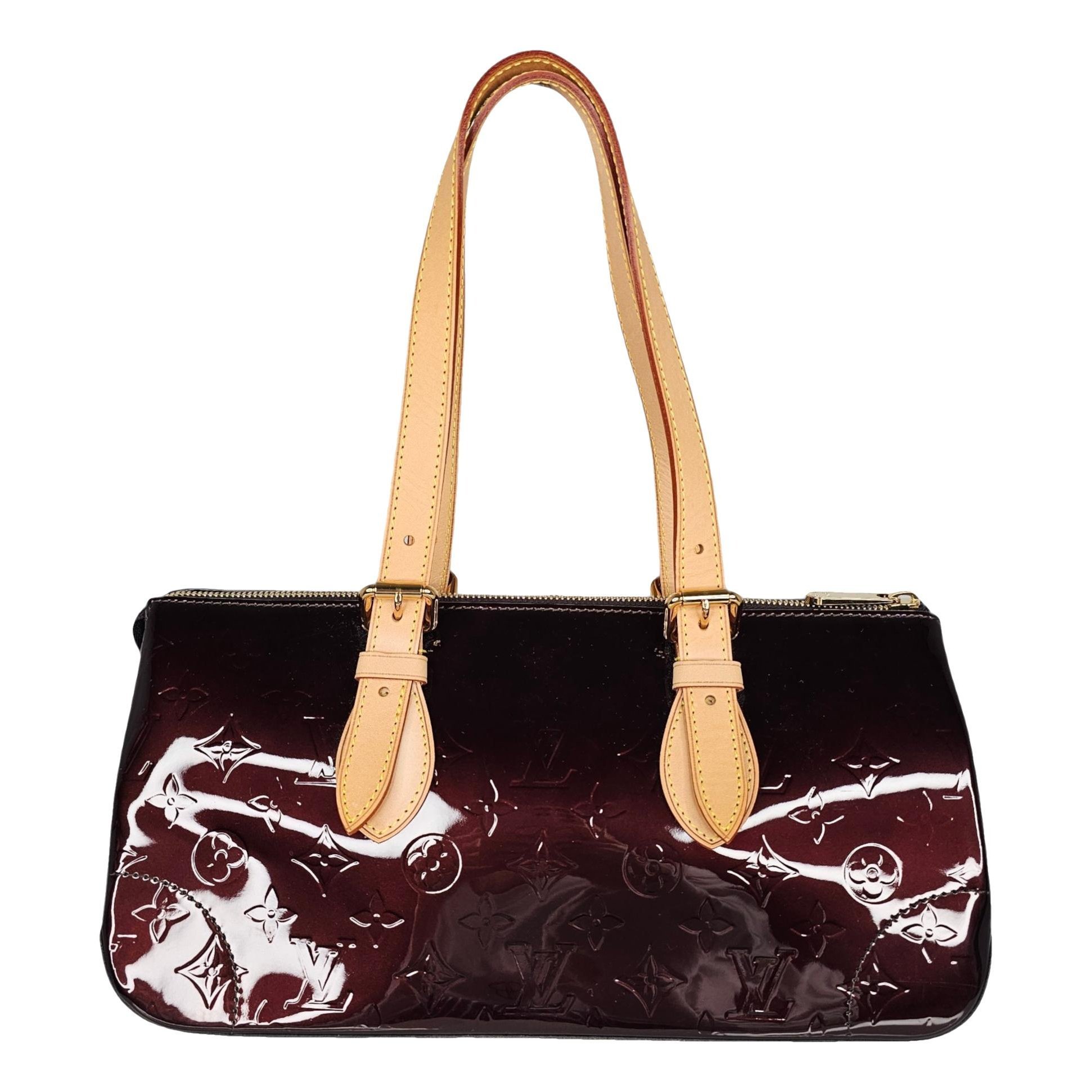 Rosewood patent leather handbag