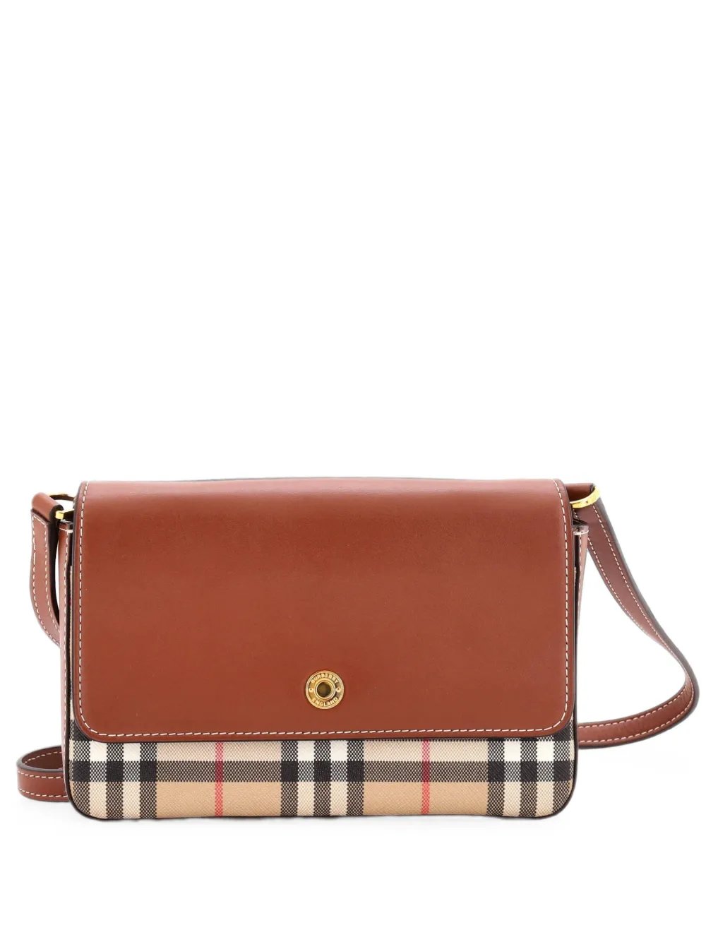 Hampshire Shoulder Bag Leather and Vintage Check Canvas Small crossbody bag