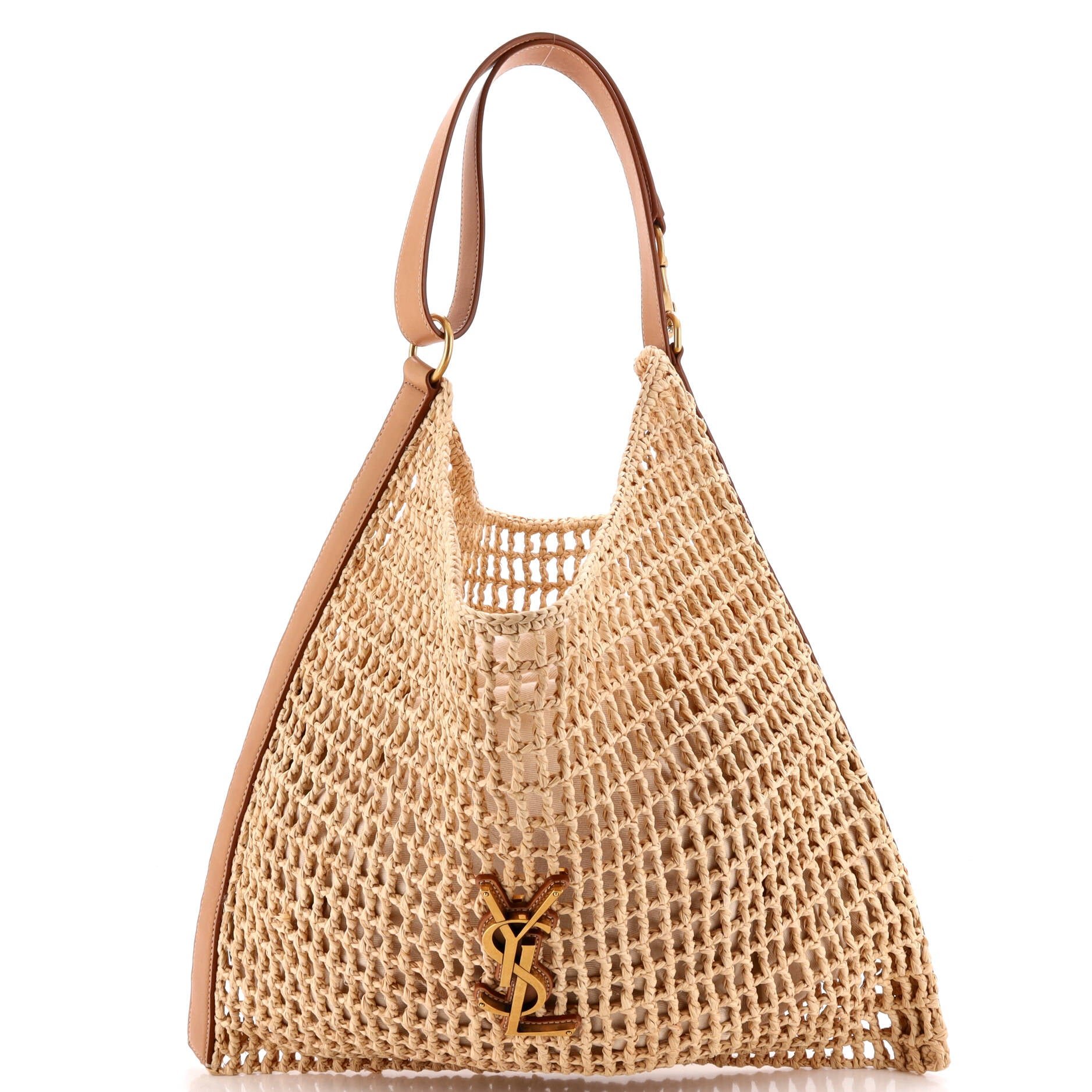 Oxalis Shoulder Bag Raffia Crochet with Leather