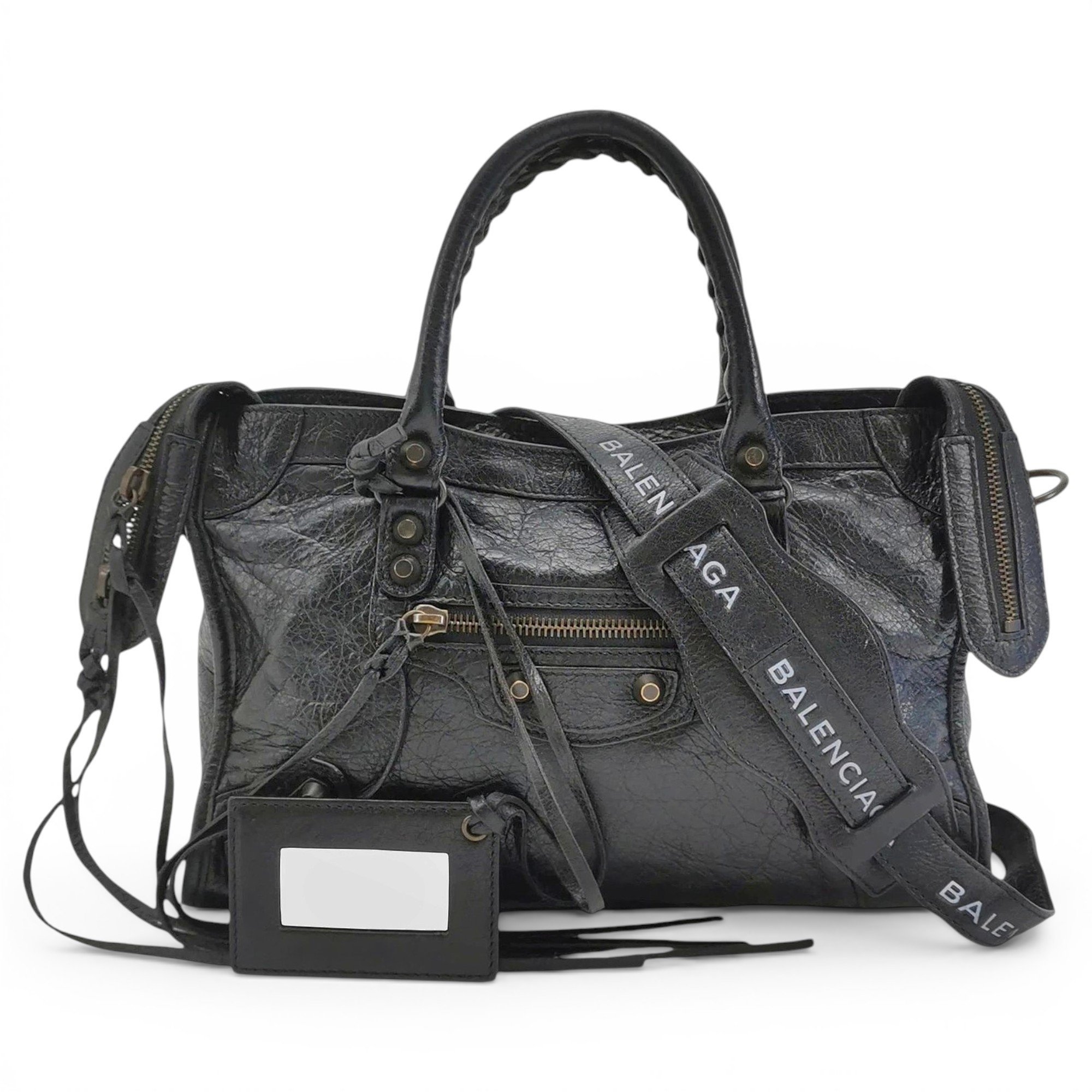 City leather handbag