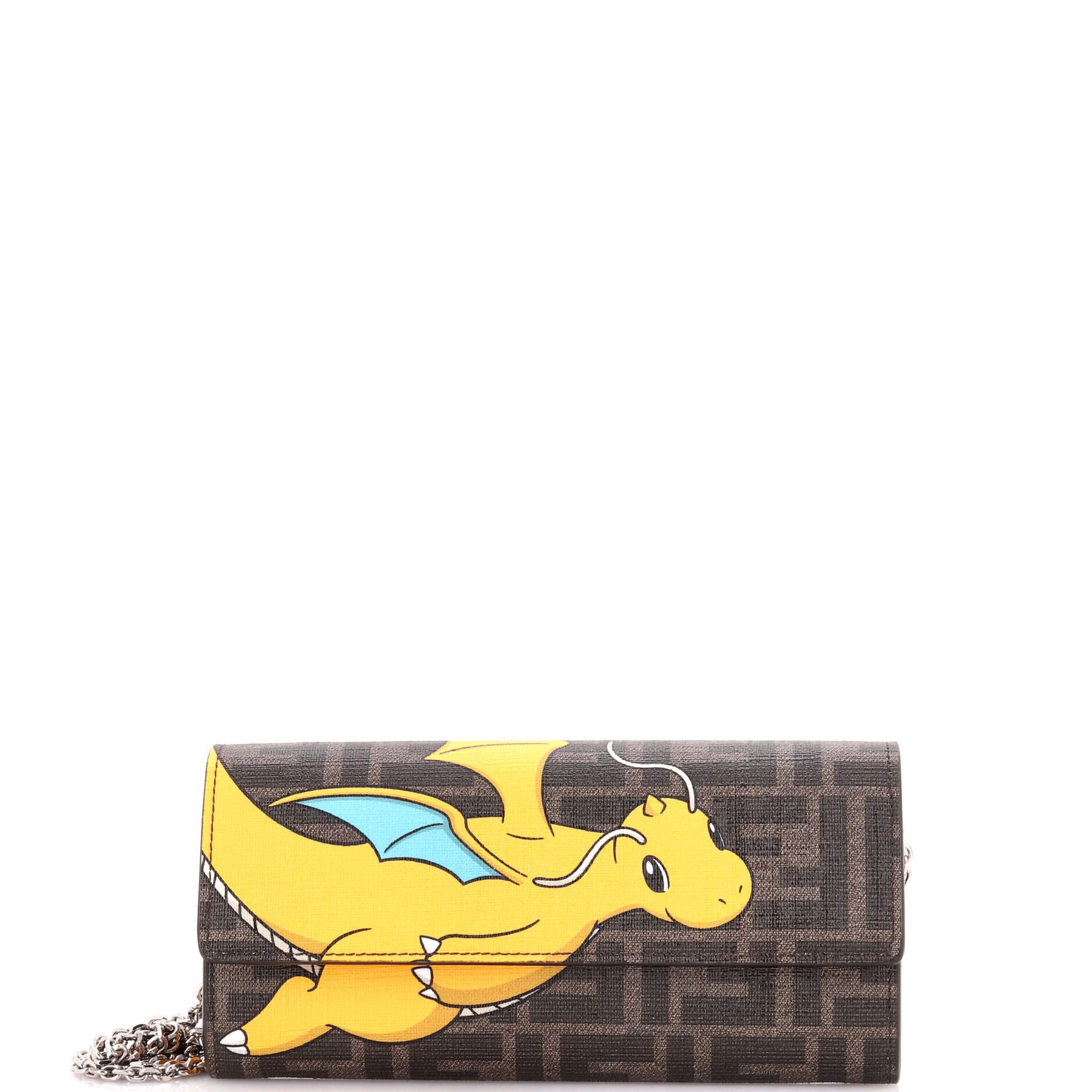 Fendi x FRGMT Pokemon Continental Chain Wallet Embellished Zucca Canvas