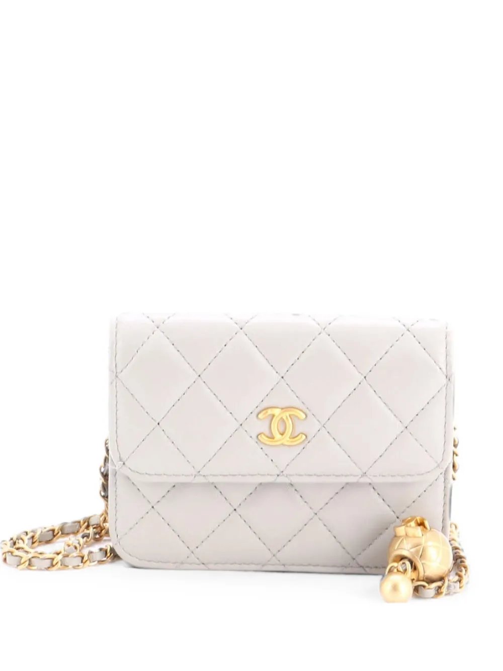 Pearl Crush Flap Clutch with Chain Quilted Lambskin Mini crossbody bag