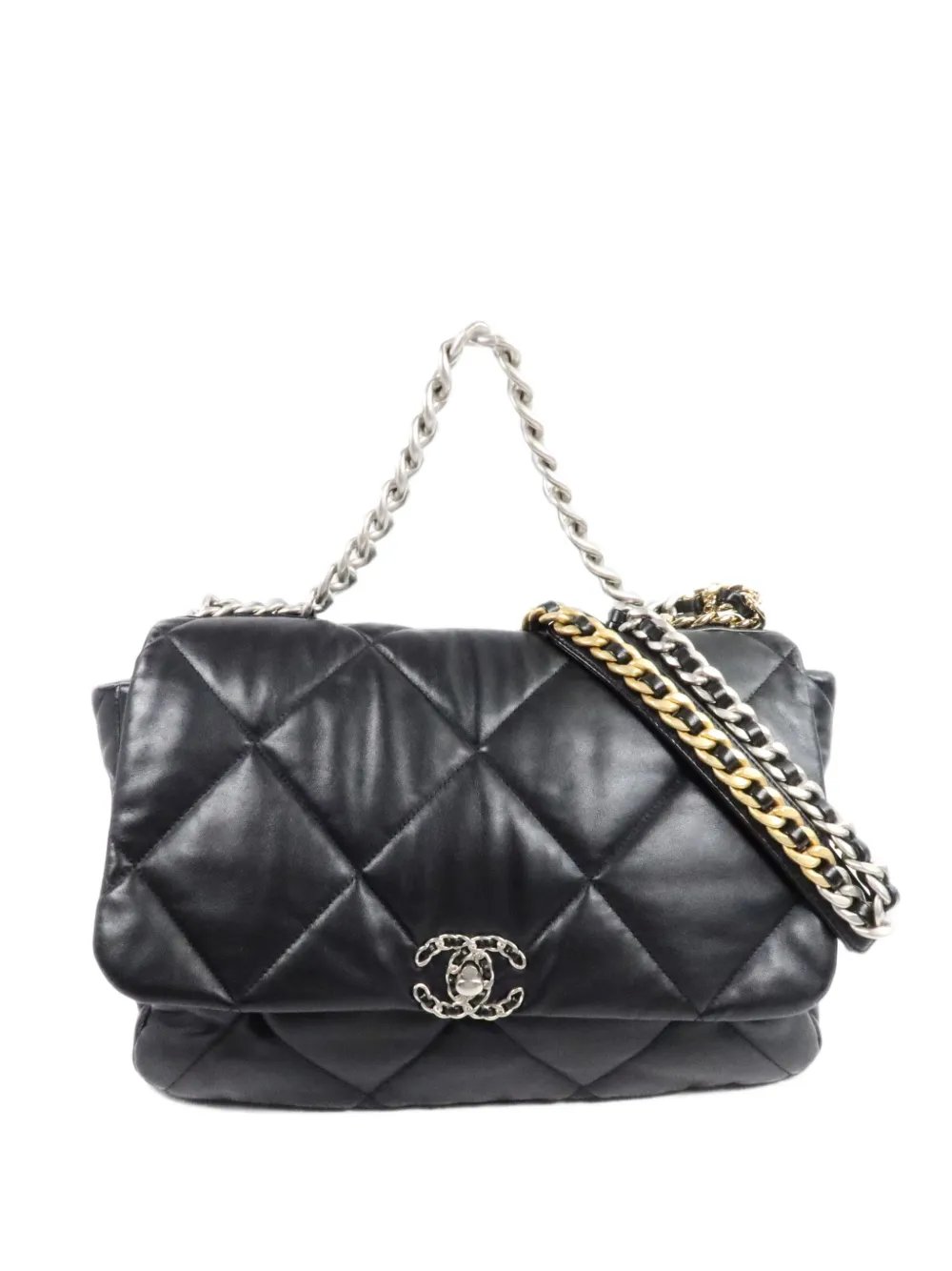 diamond-quilted leather shoulder bag