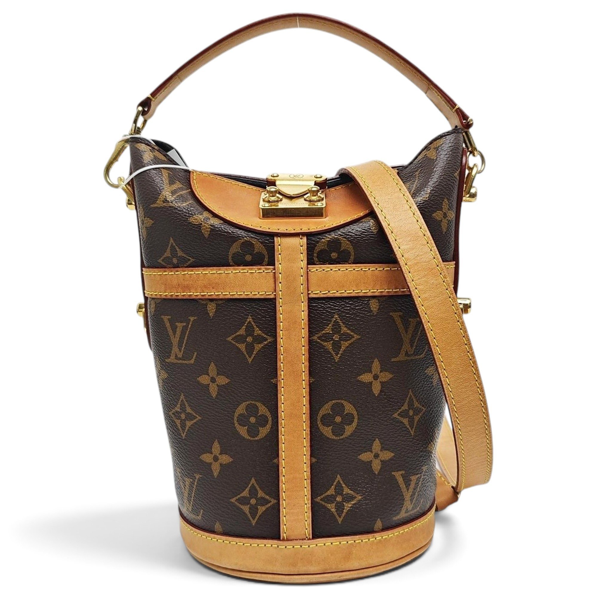 Duffle leather handbag