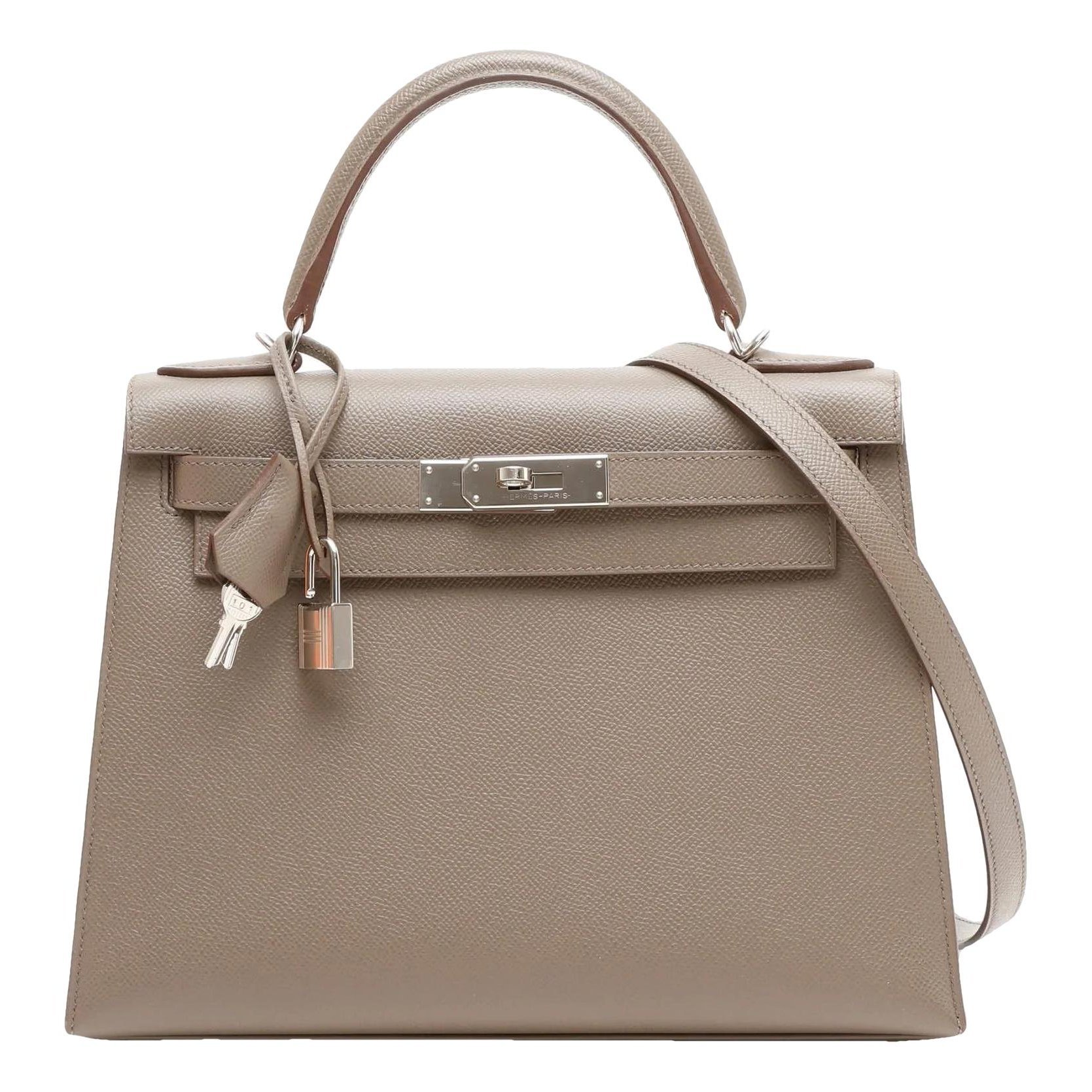 Hermes Kelly 28 Handbag Etain Epsom Leather