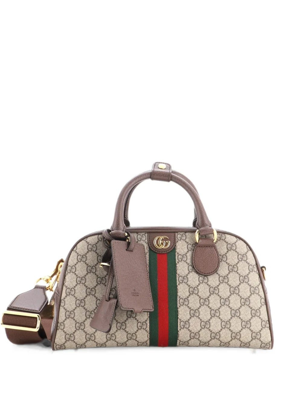 Ophidia Convertible Boston Top Handle Bag GG Coated Canvas with Leather Medium satchel
