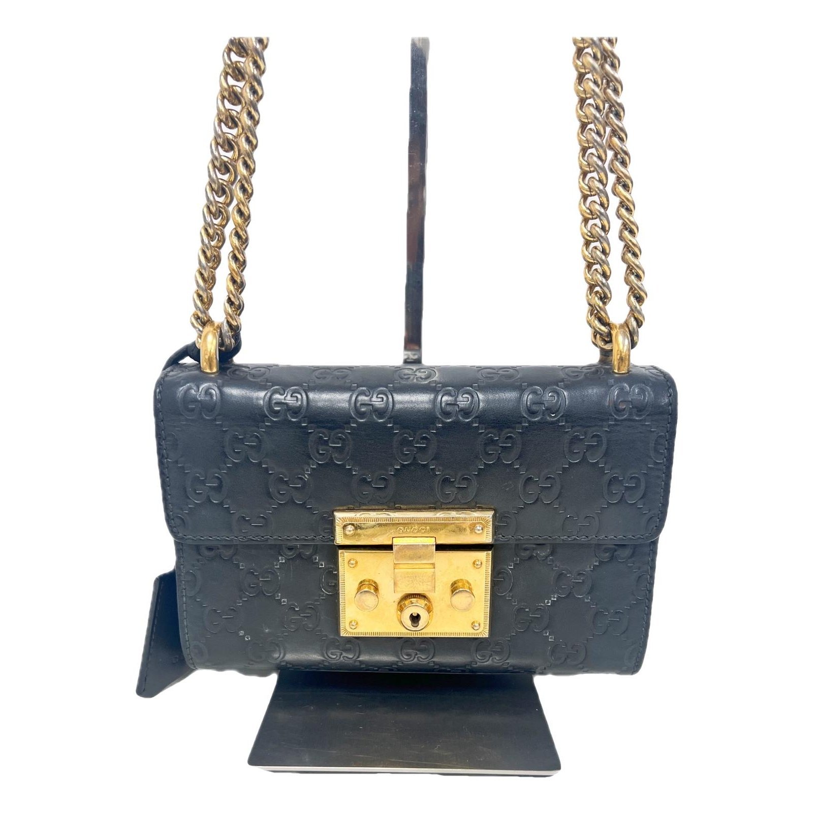 Padlock leather handbag