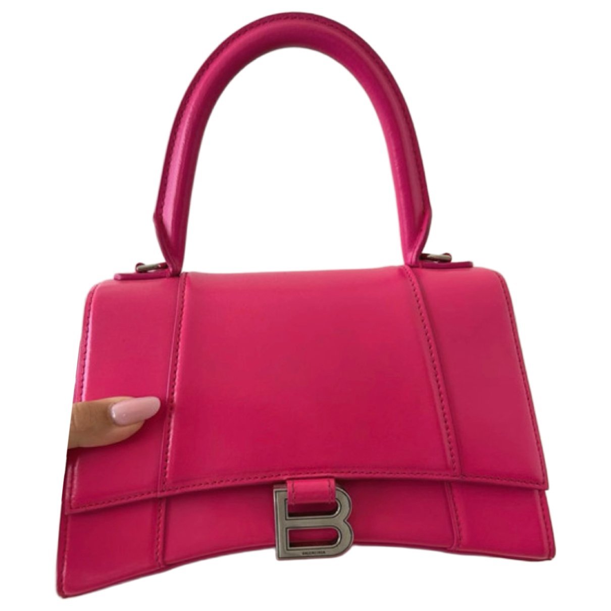 Hourglass leather handbag