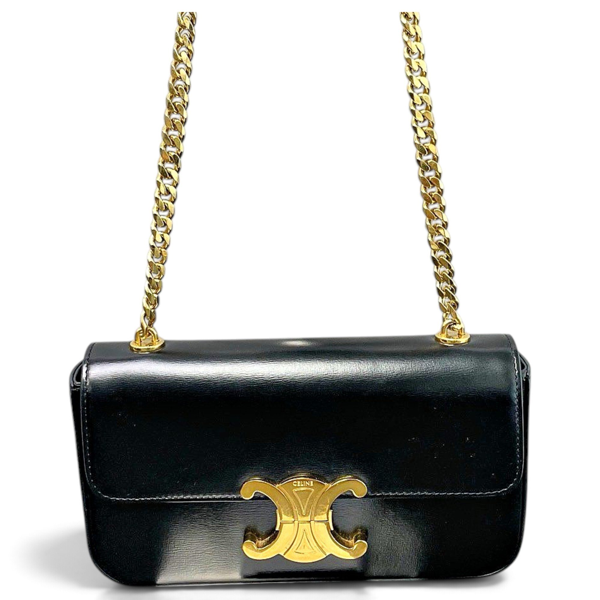 Triomphe chain leather handbag