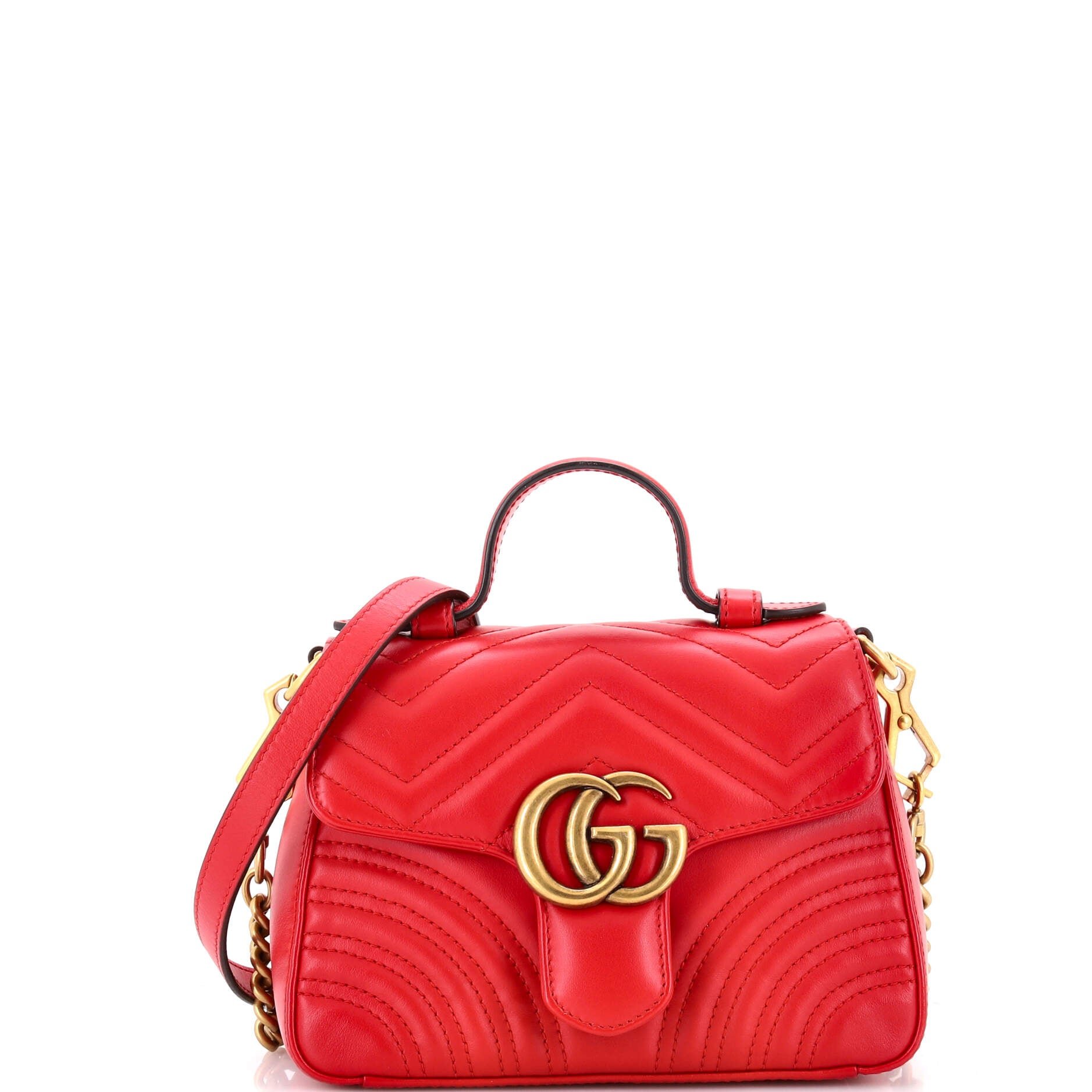 GG Marmont Top Handle Flap Bag Matelasse Leather Mini