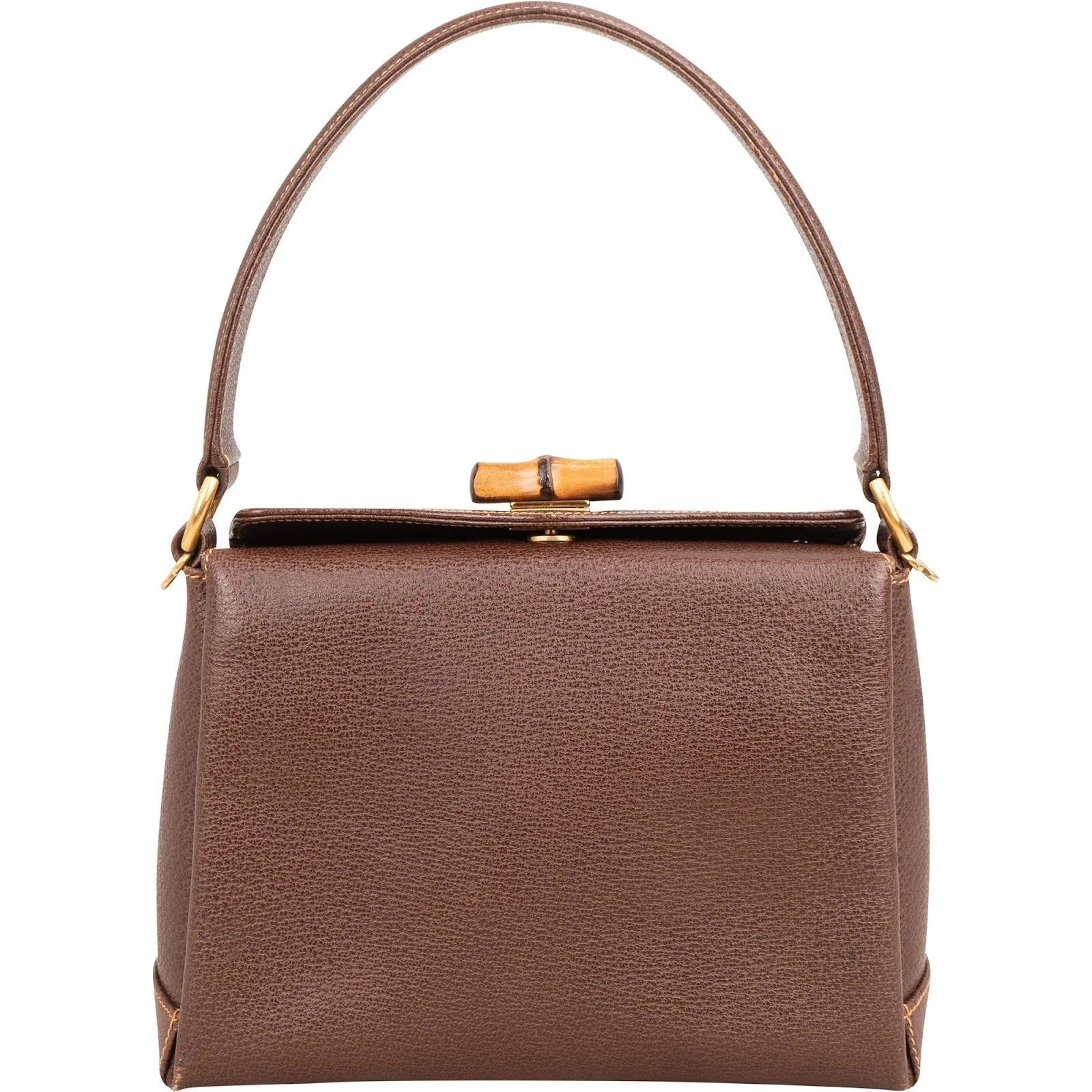 Bamboo Top Handle leather handbag