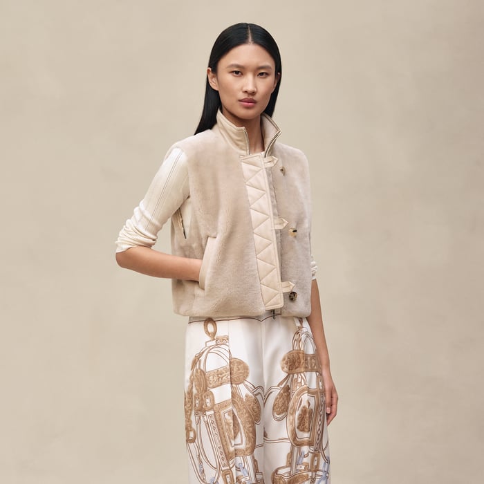 Beige Glaise Sleeveless Short Vest