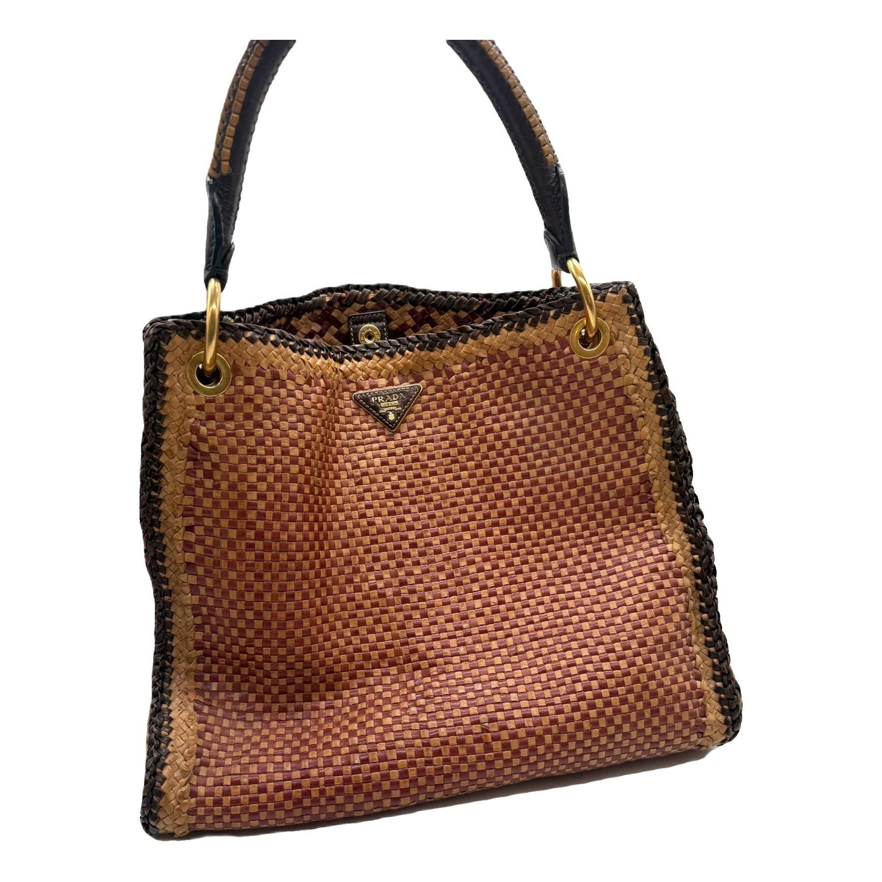 Madras leather handbag