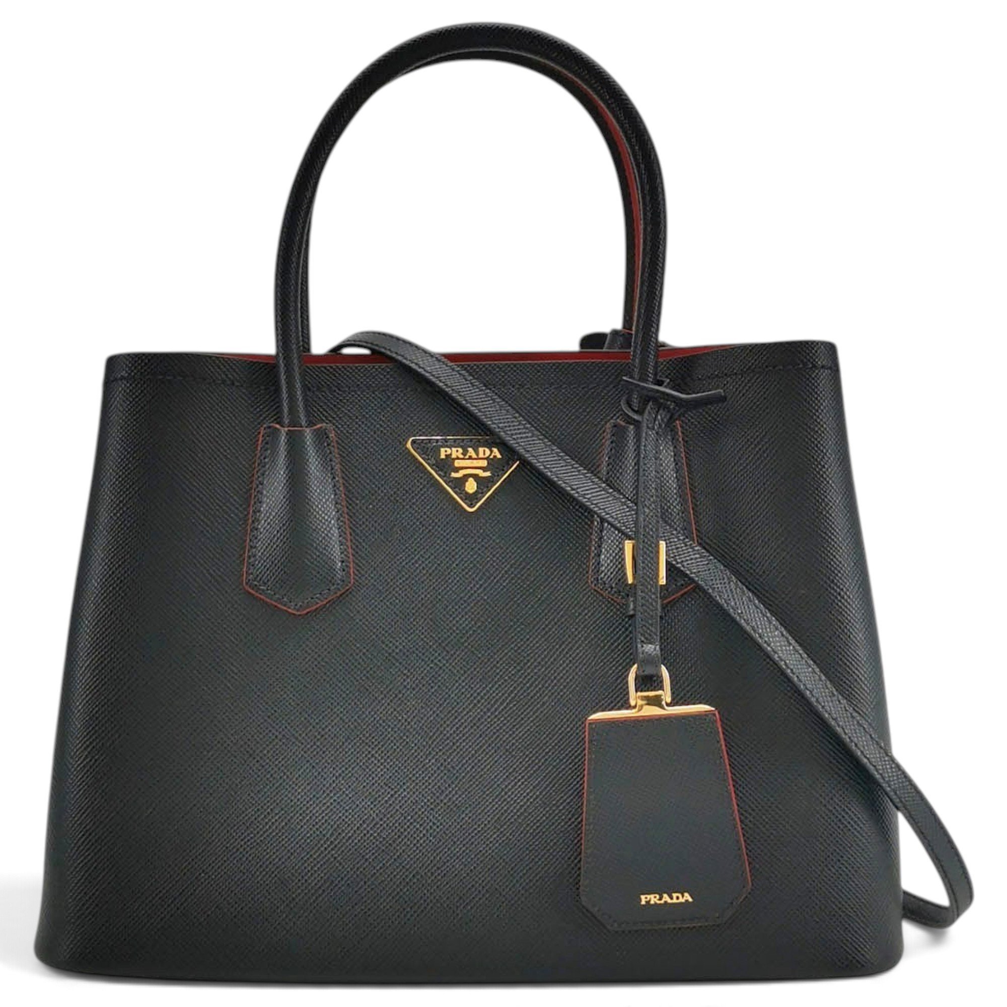 Double leather handbag