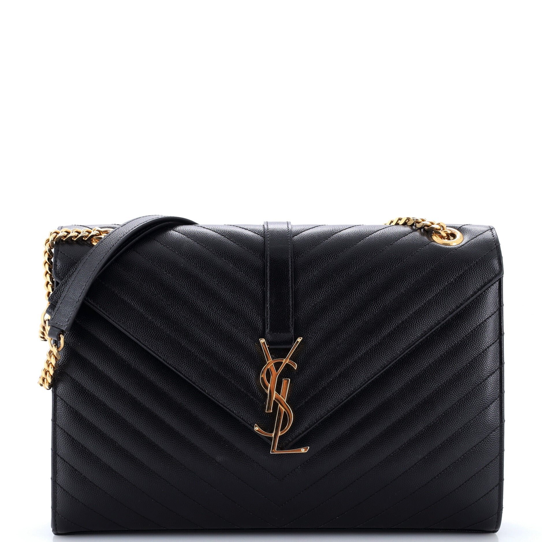 Classic Monogram Envelope Satchel Matelasse Chevron Leather Large