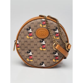 Gucci Gucci x Disney Brown GG Coated Canvas Mickey Mouse Mini Backpack Bag