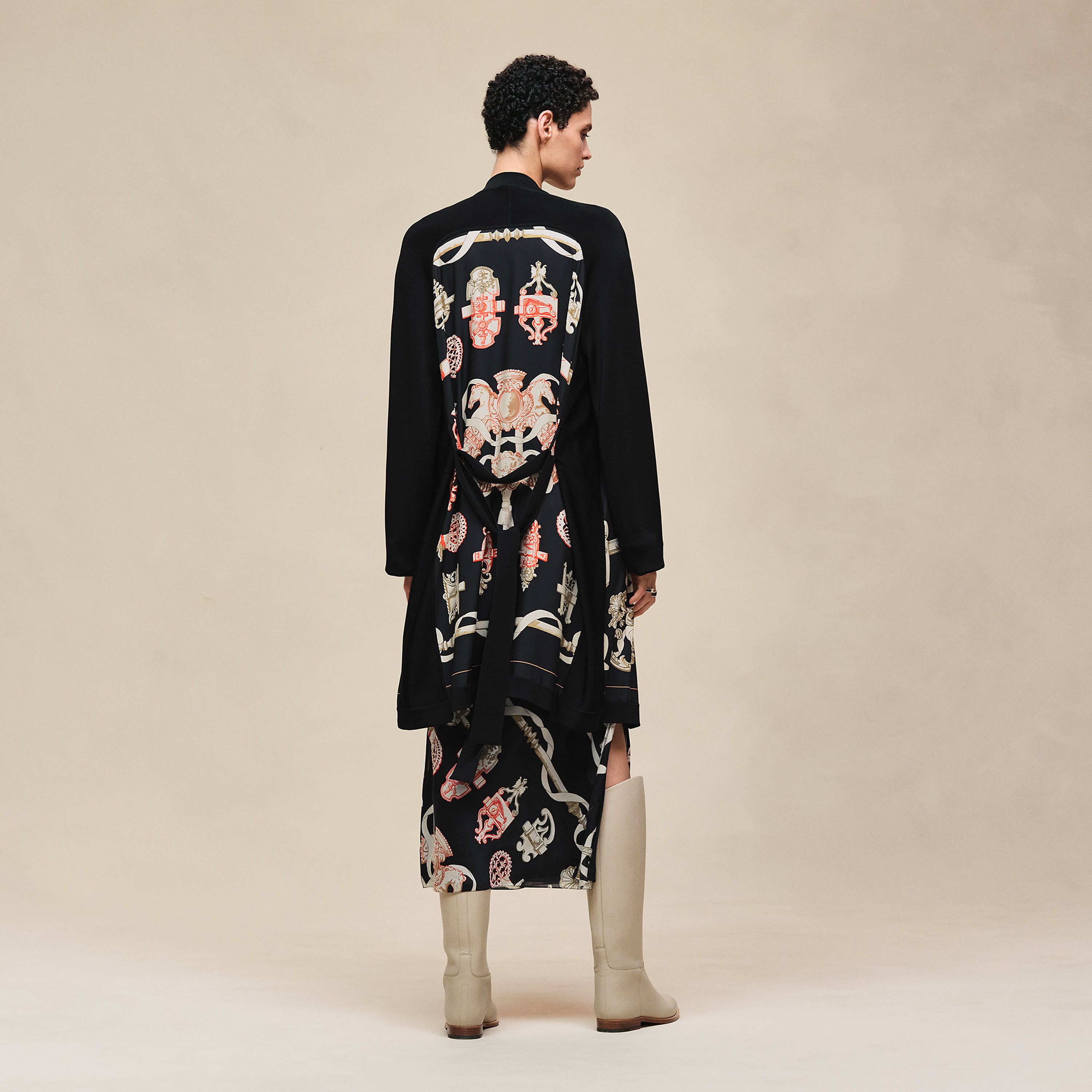 Cardigan long manches longues twillaine imprimé « Ferronnerie Remix »