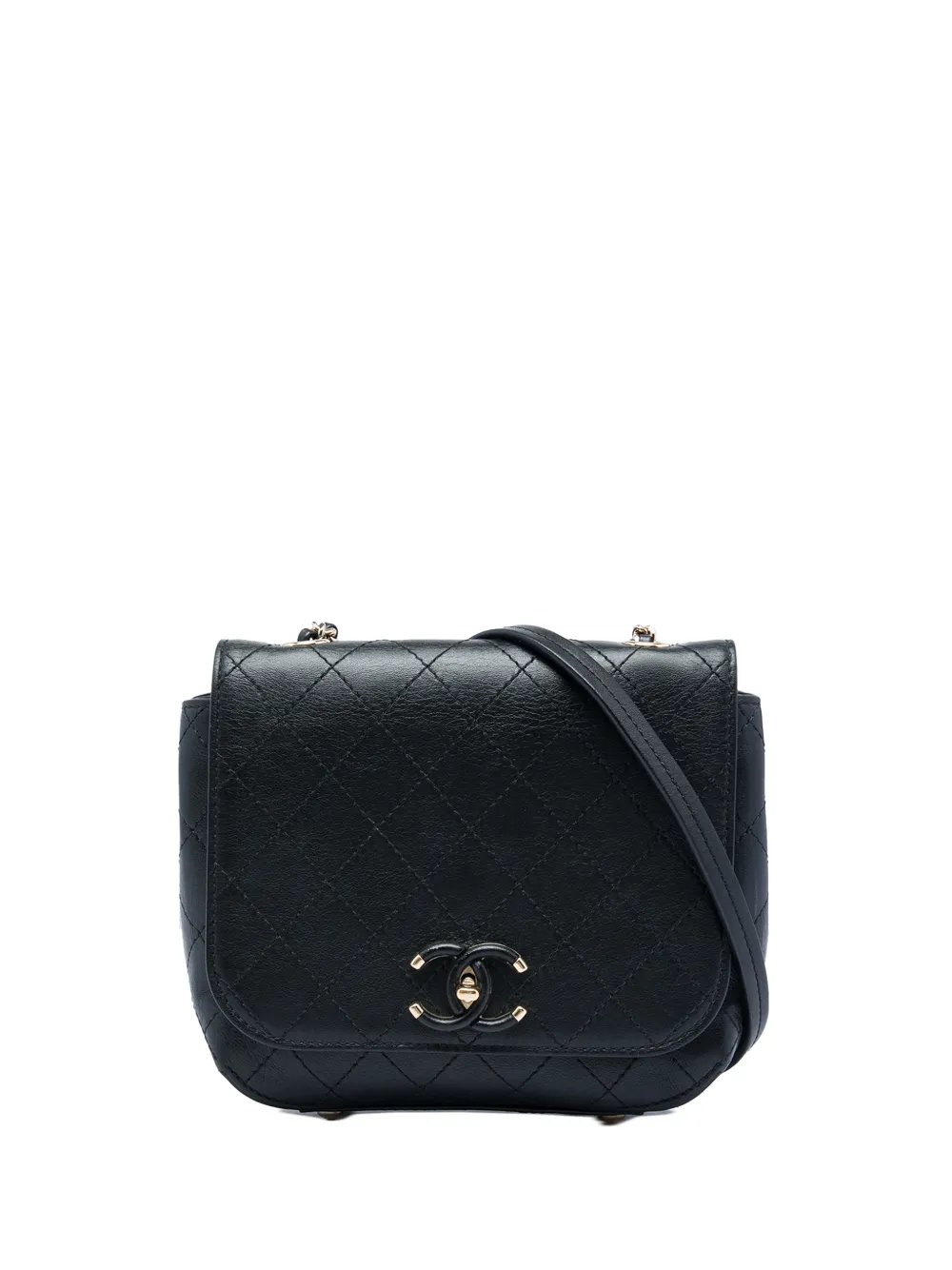 2019 Small Stitched Calfskin Covered CC Flap crossbody bag