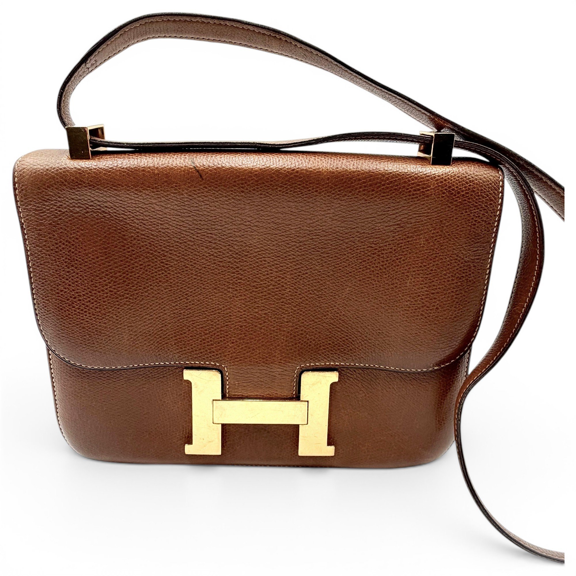 Hermes Constance Handbag Gold Courchevel Leather 1974