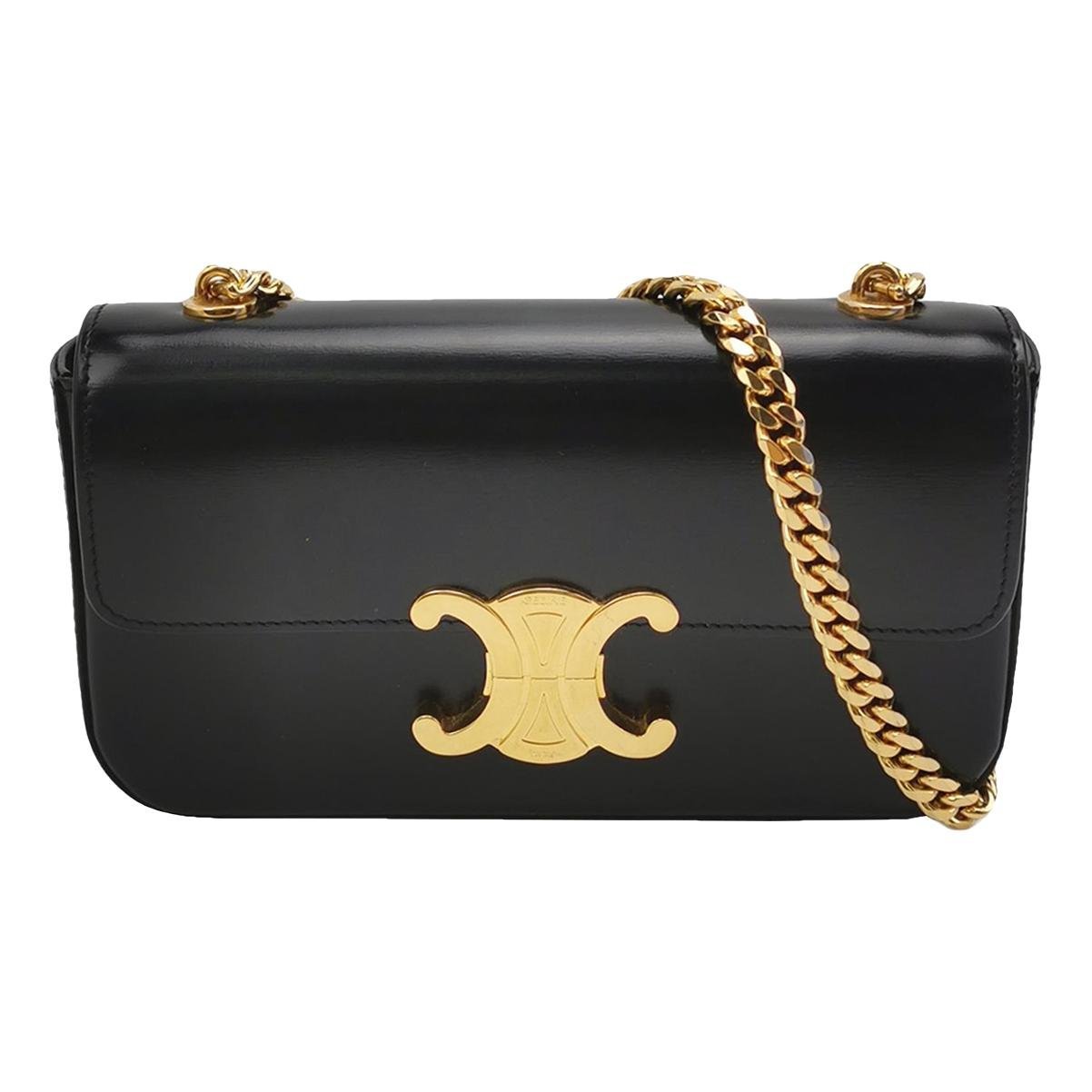 Triomphe chain leather handbag