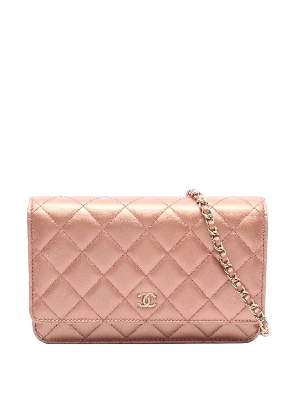 2021-2026 CC Quilted Metallic Lambskin Wallet on Chain crossbody bag