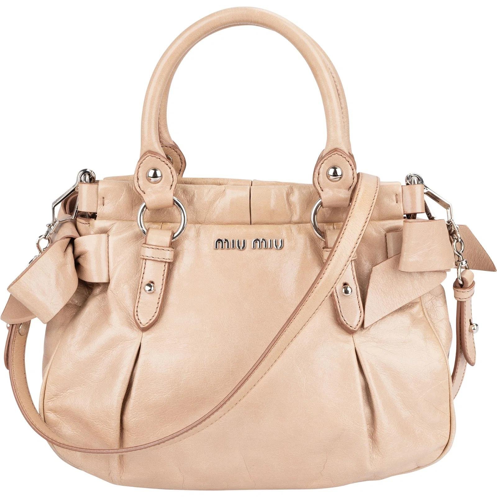 Bow bag leather handbag