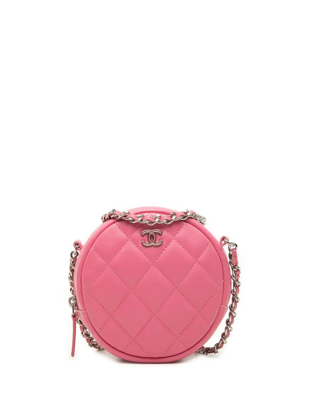 2018-2019 CC Quilted Lambskin Round Clutch With Chain crossbody bag