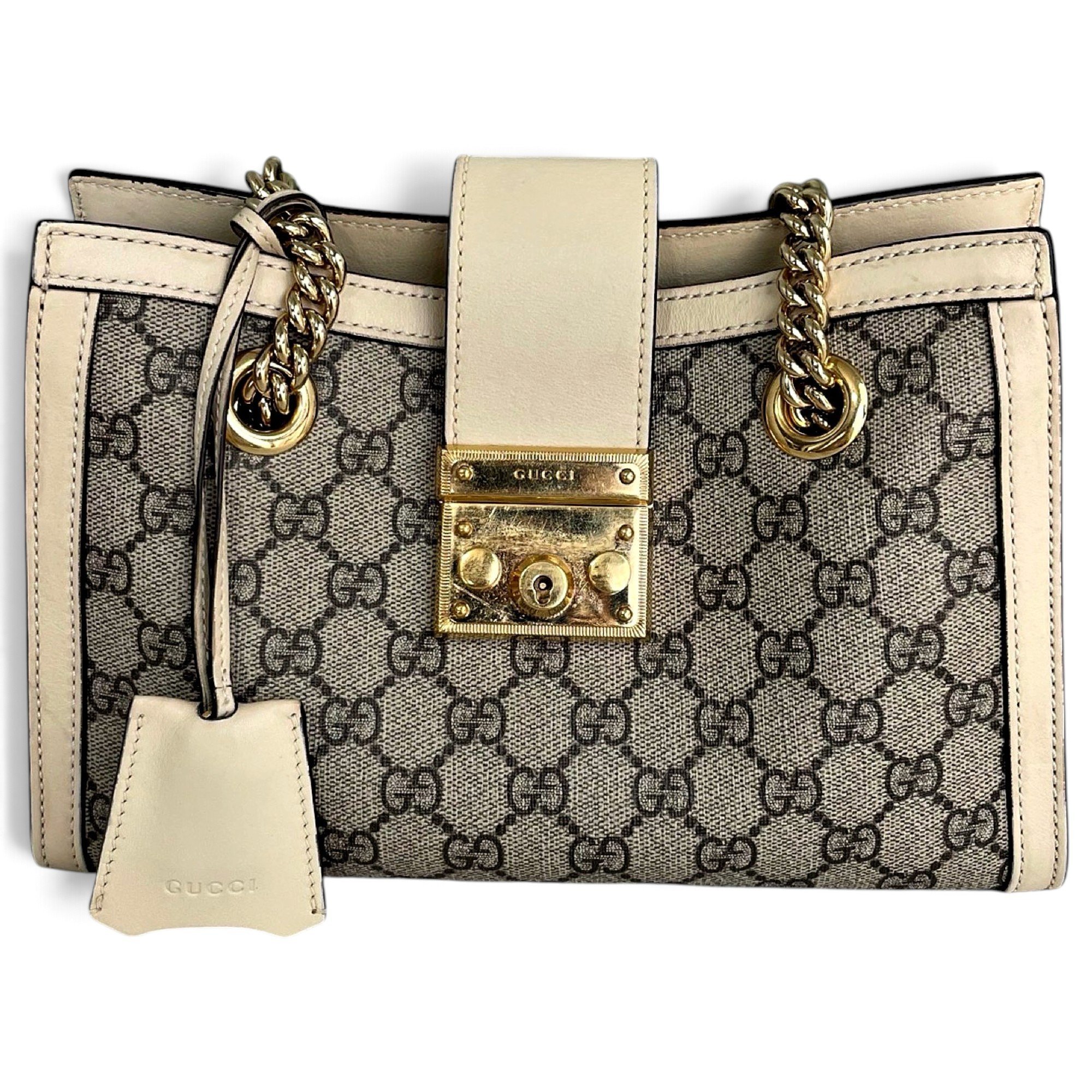 Padlock leather handbag