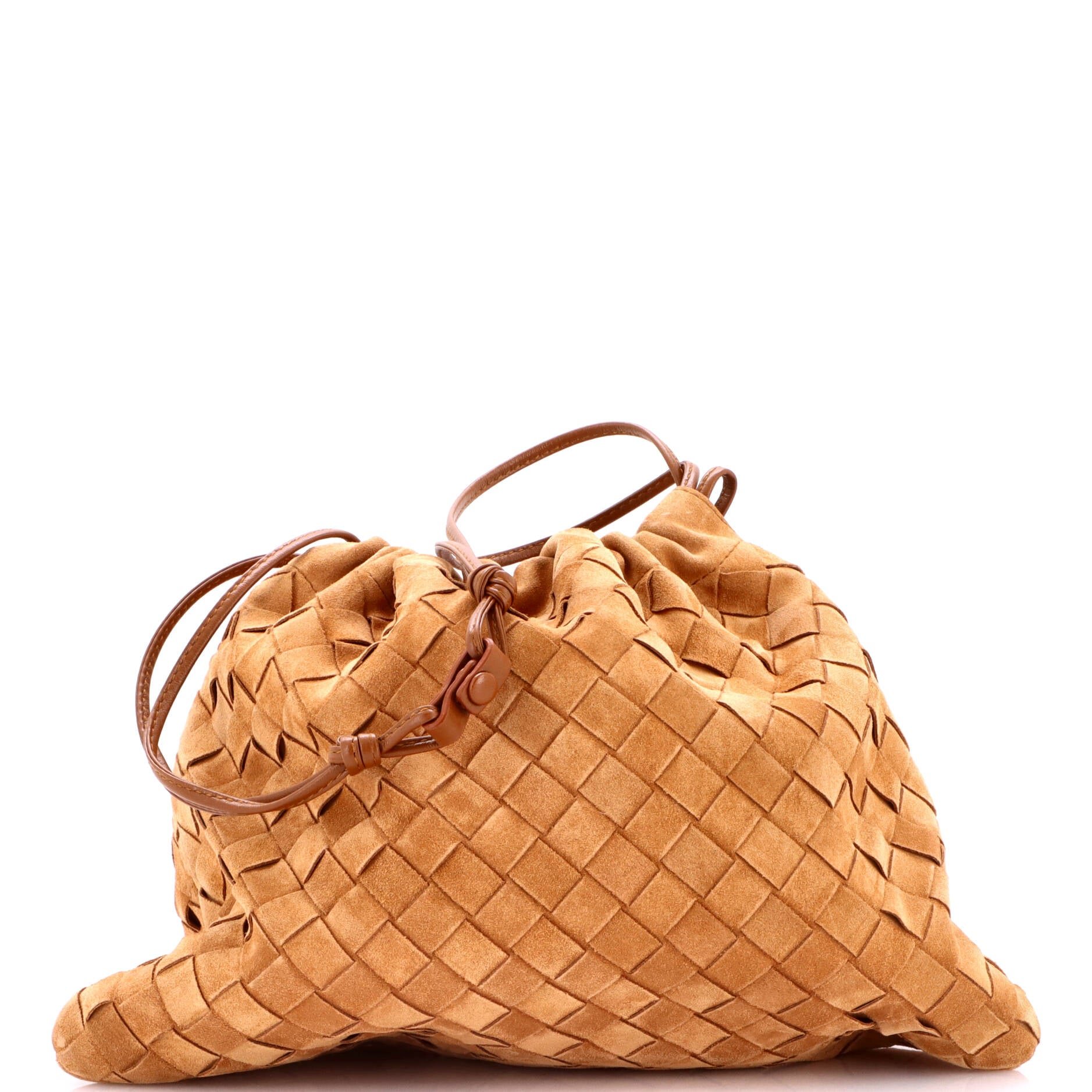 Drawstring Dustbag Crossbody Bag Intrecciato Suede Medium