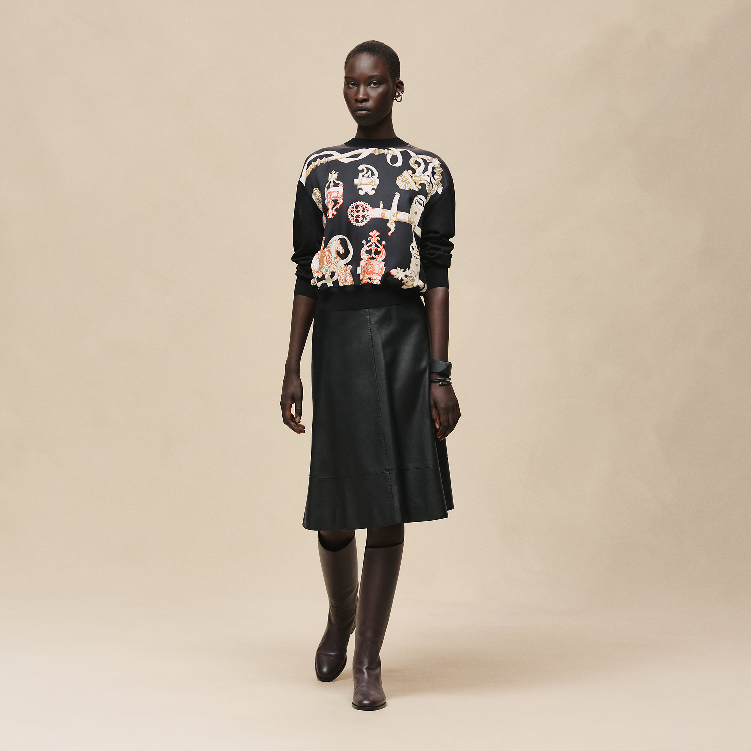 Pull sweat-shirt manches longues twillaine imprimé « Ferronnerie Remix »
