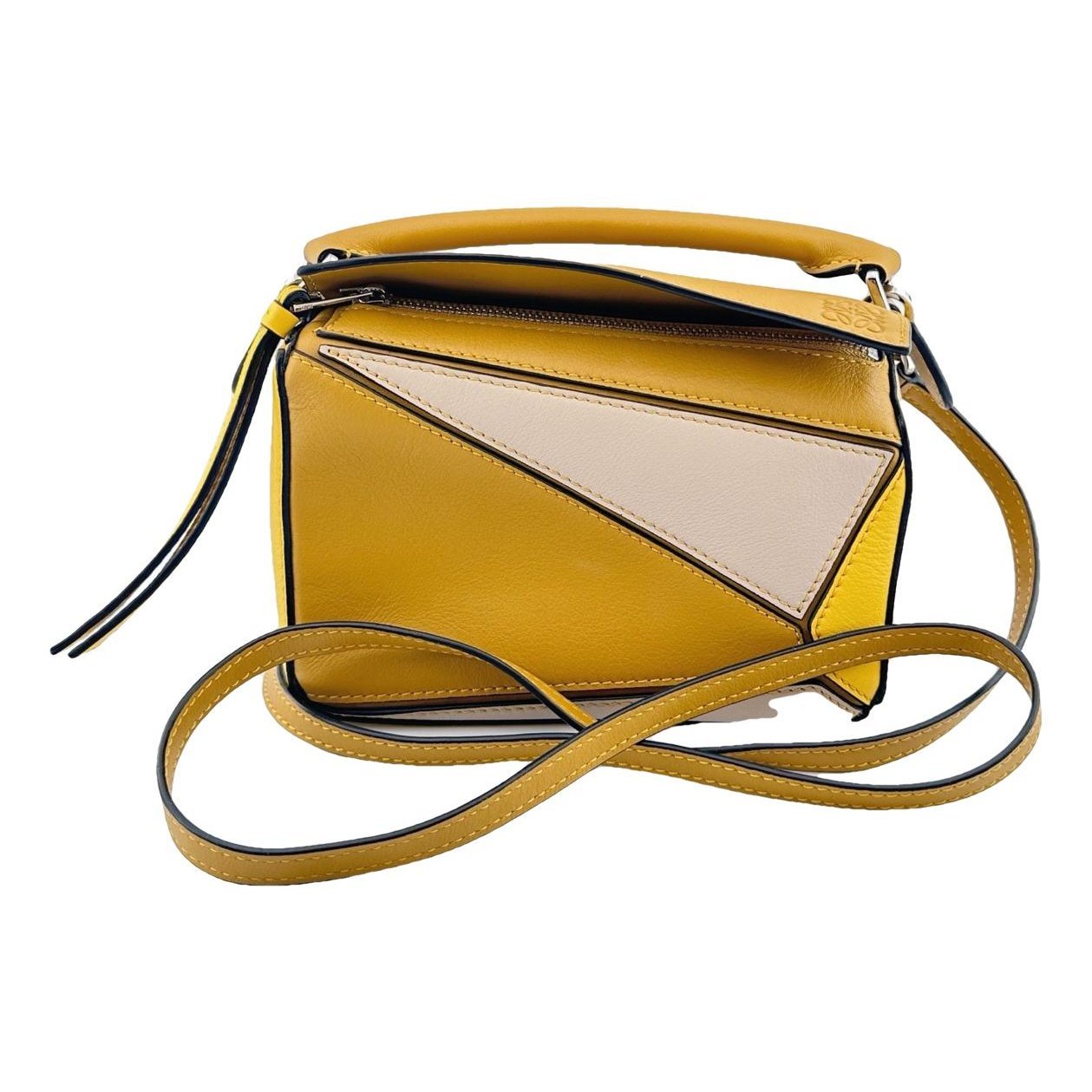 Puzzle leather handbag