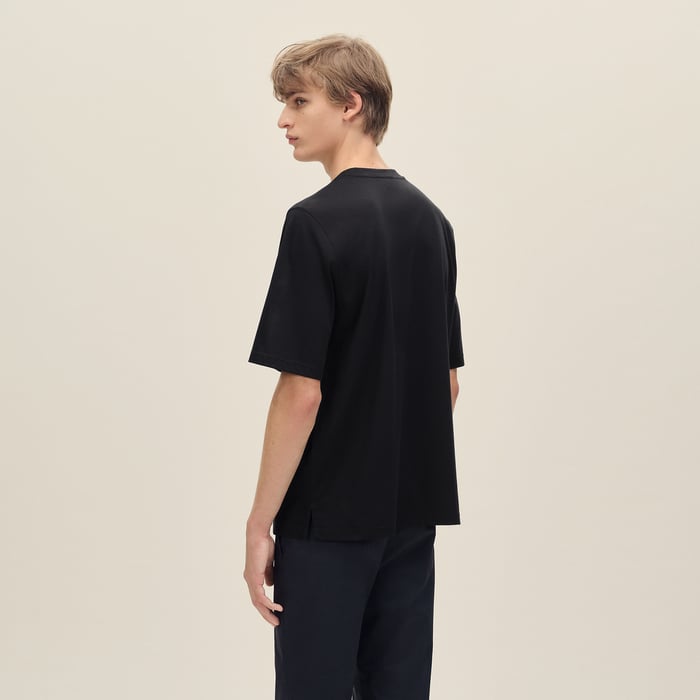 Noir "H'Cheval" T-shirt With Leather Detail