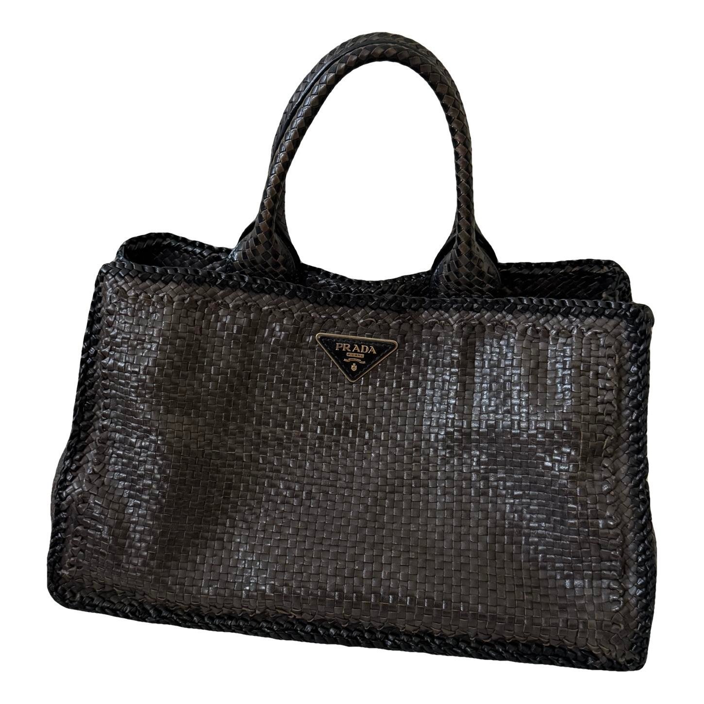 Madras leather tote