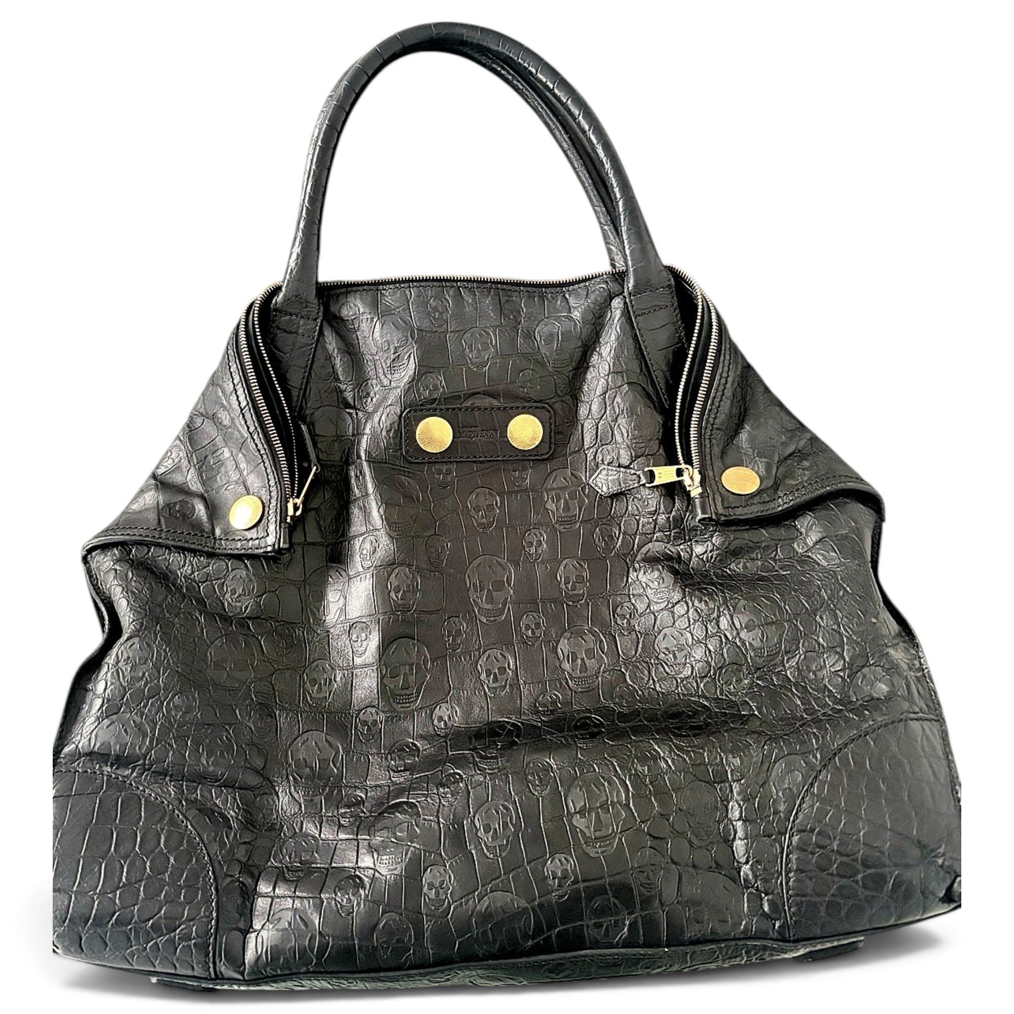 Skull leather handbag