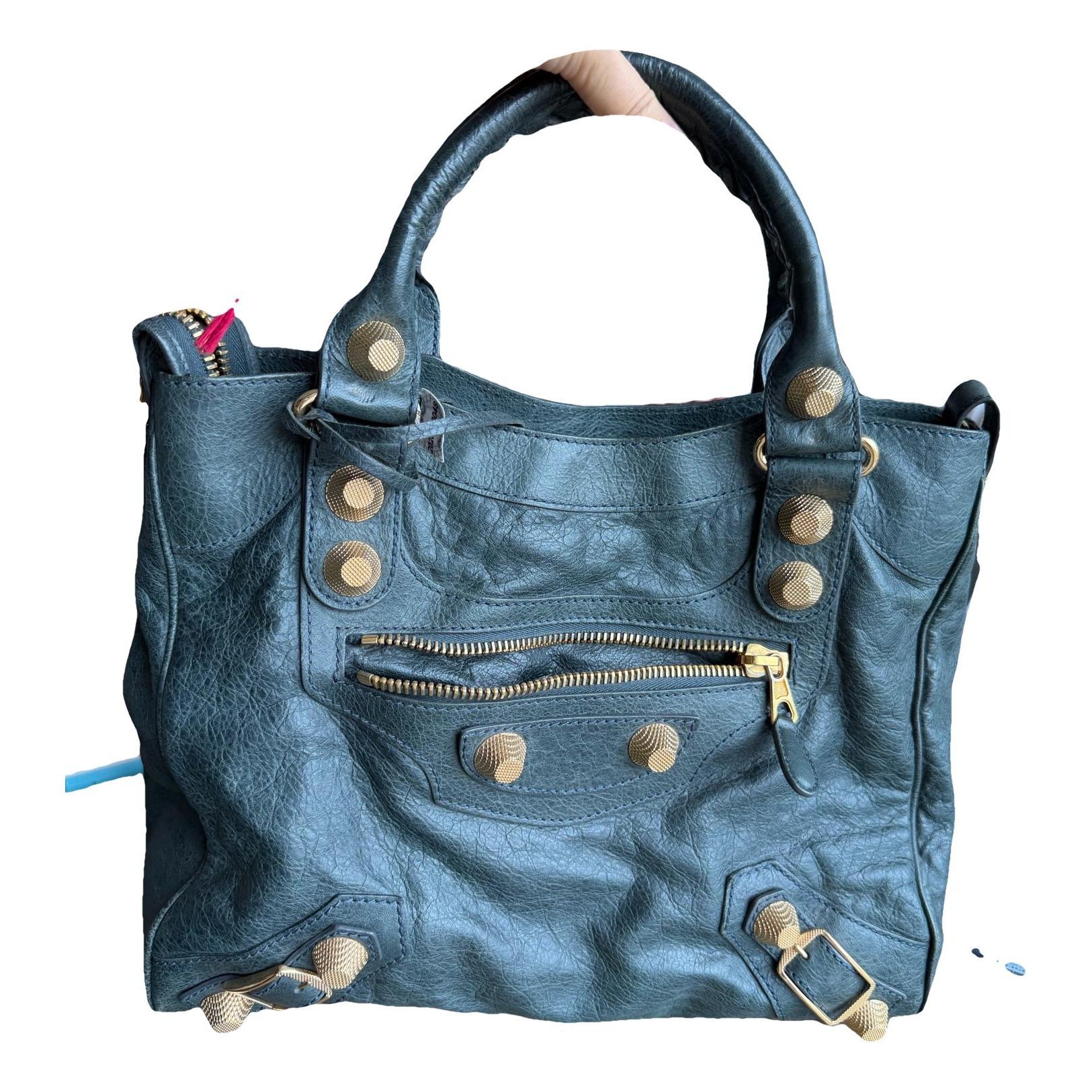 City leather handbag