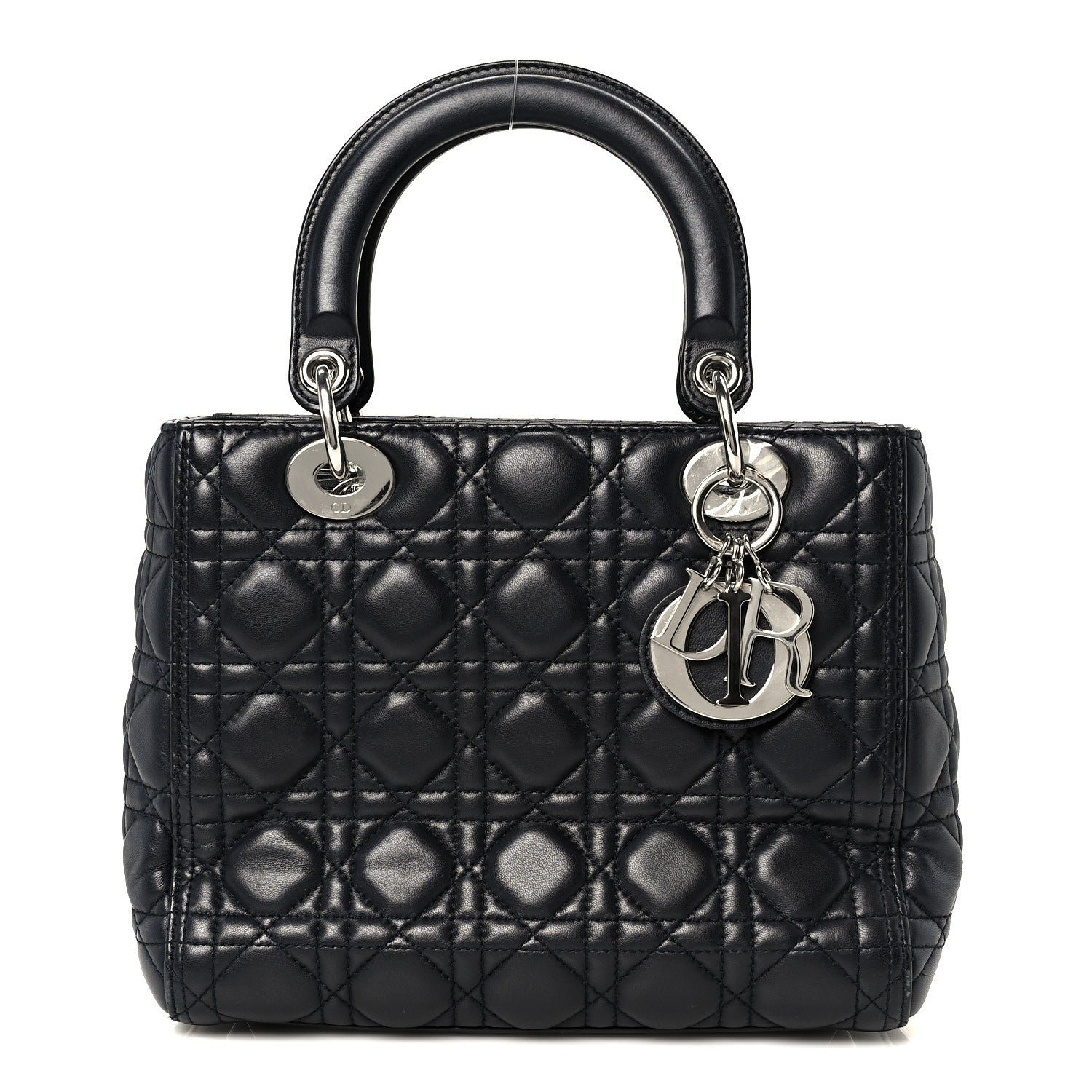 Christian Dior Lambskin Cannage Medium Lady Dior Navy Blue
