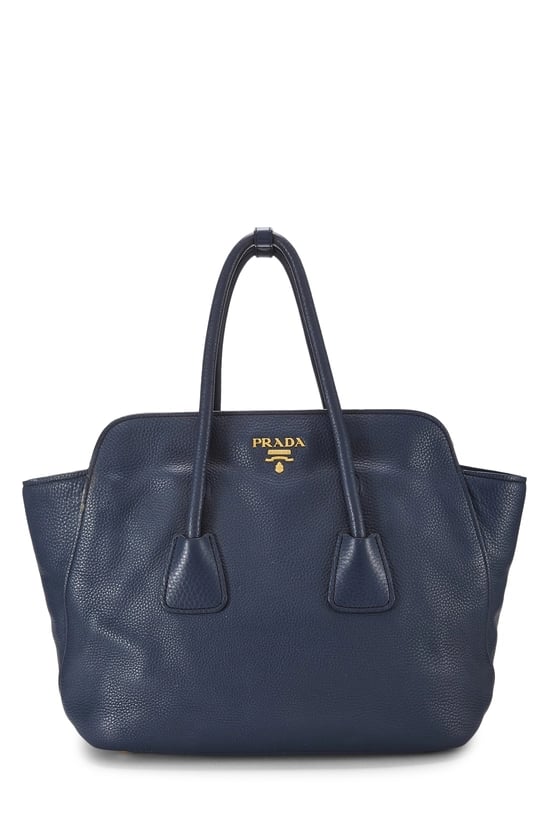 Blue Vitello Daino Convertible Top Handle Bag Medium