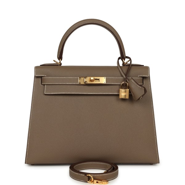 Hermes Kelly Sellier 28 Etoupe Epsom Gold Hardware