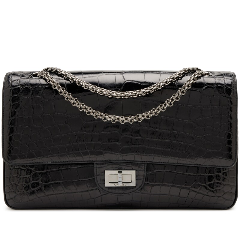 So Black Alligator 2.55 Reissue 227 Double Flap Bag Ruthenium Hardware, 2011-2012