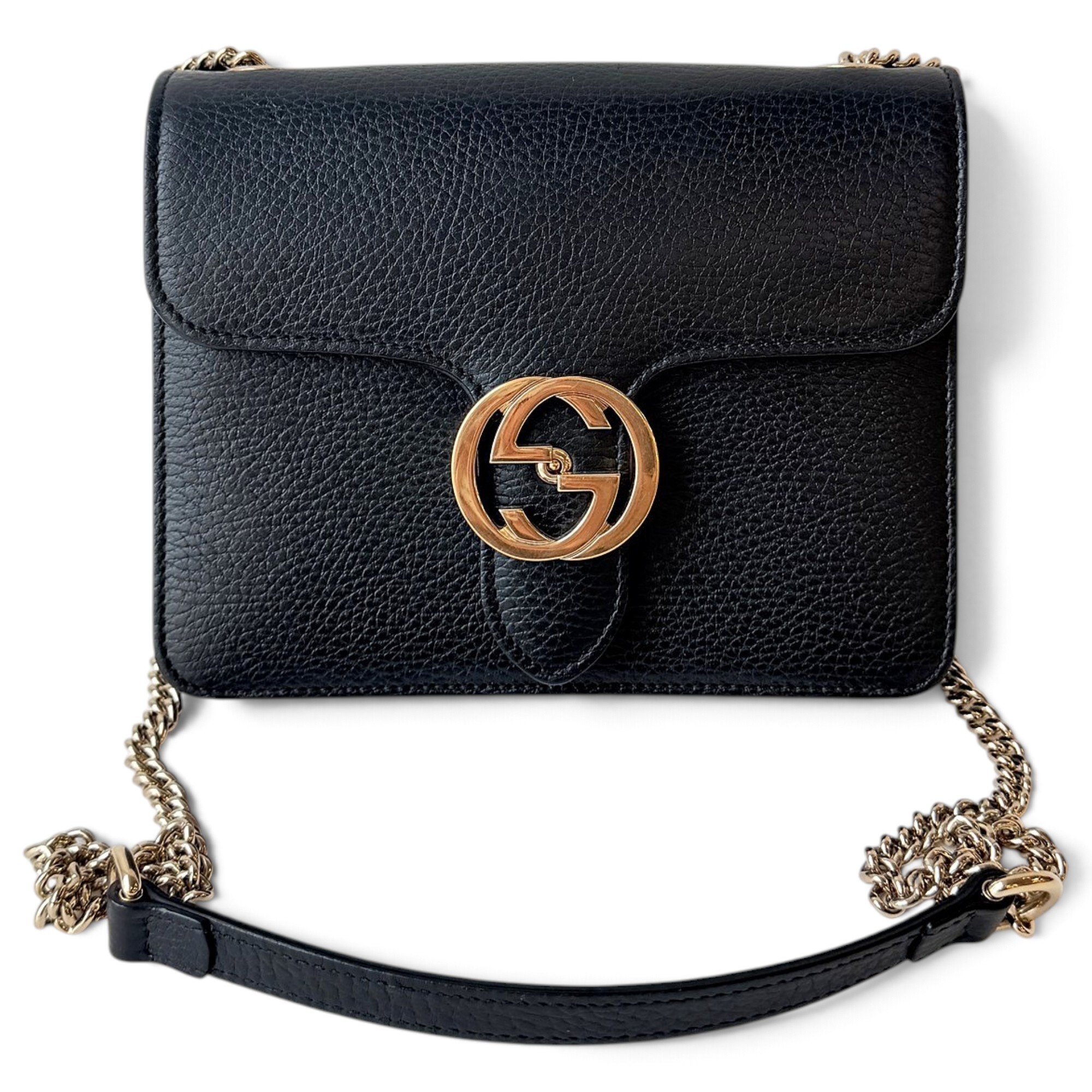 Interlocking leather handbag
